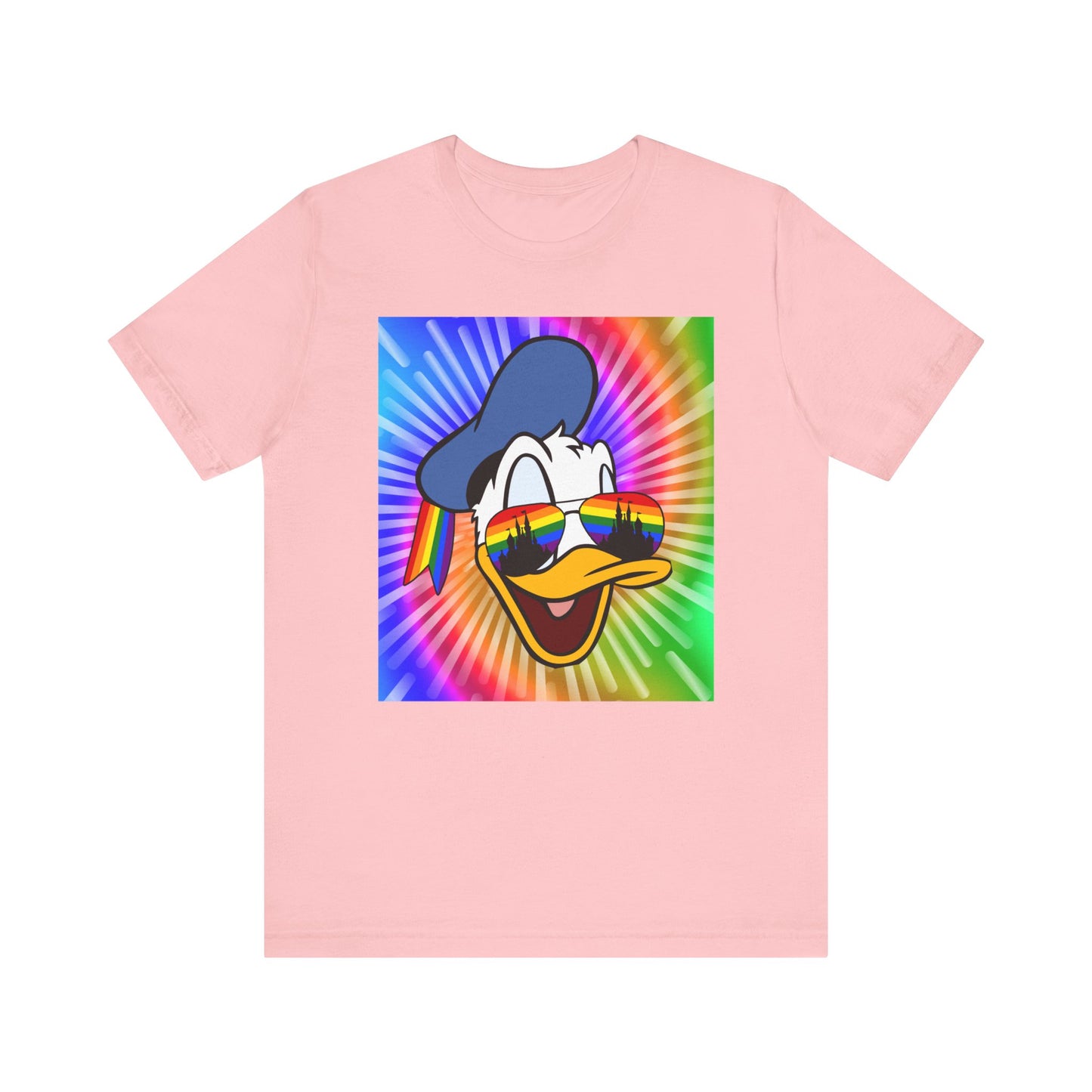 Pink Gay Duck Sees Rainbows T-Shirt - Gay Donald