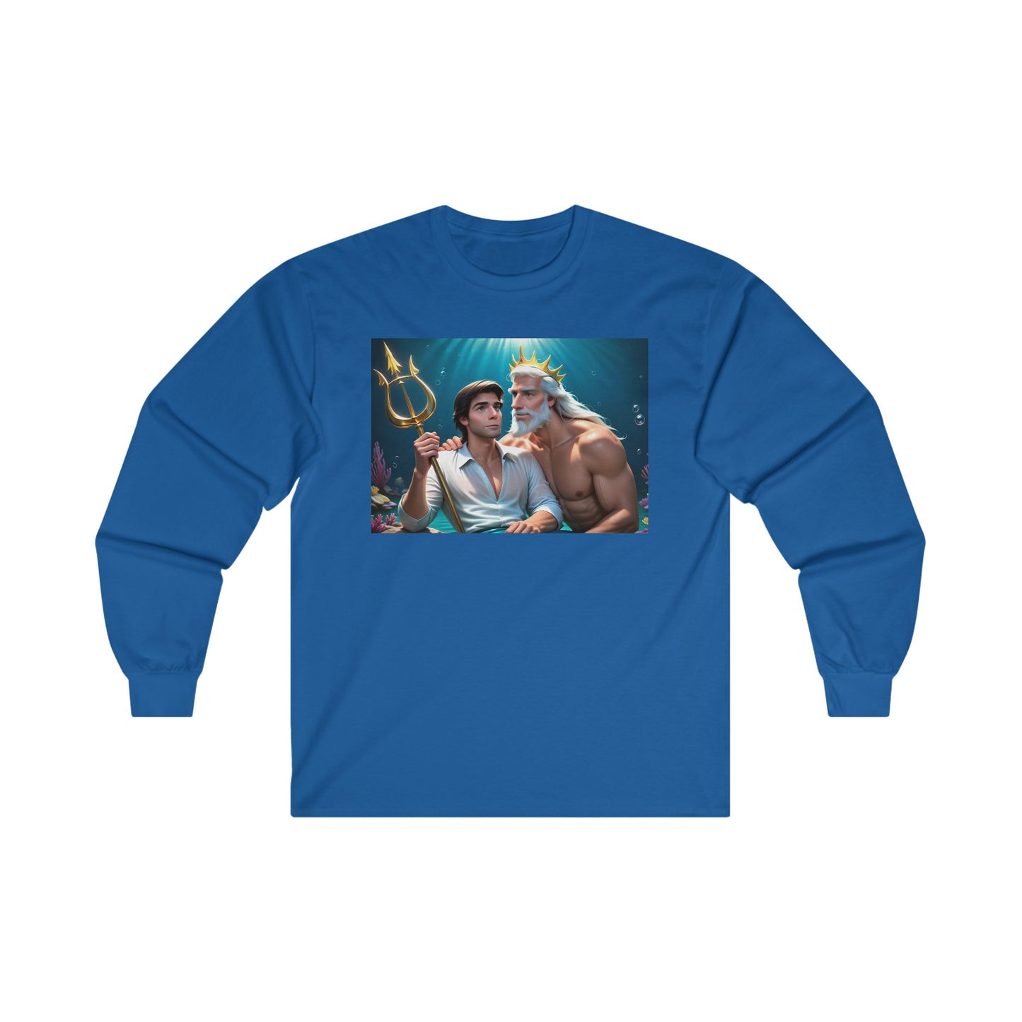 Royal Blue Gay Prince Eric and Daddy King Triton Long Sleeve T-Shirt