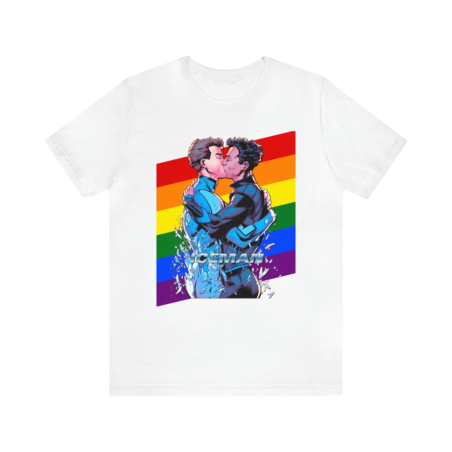 Super-héros Gay Kiss T-shirt unisexe à manches courtes