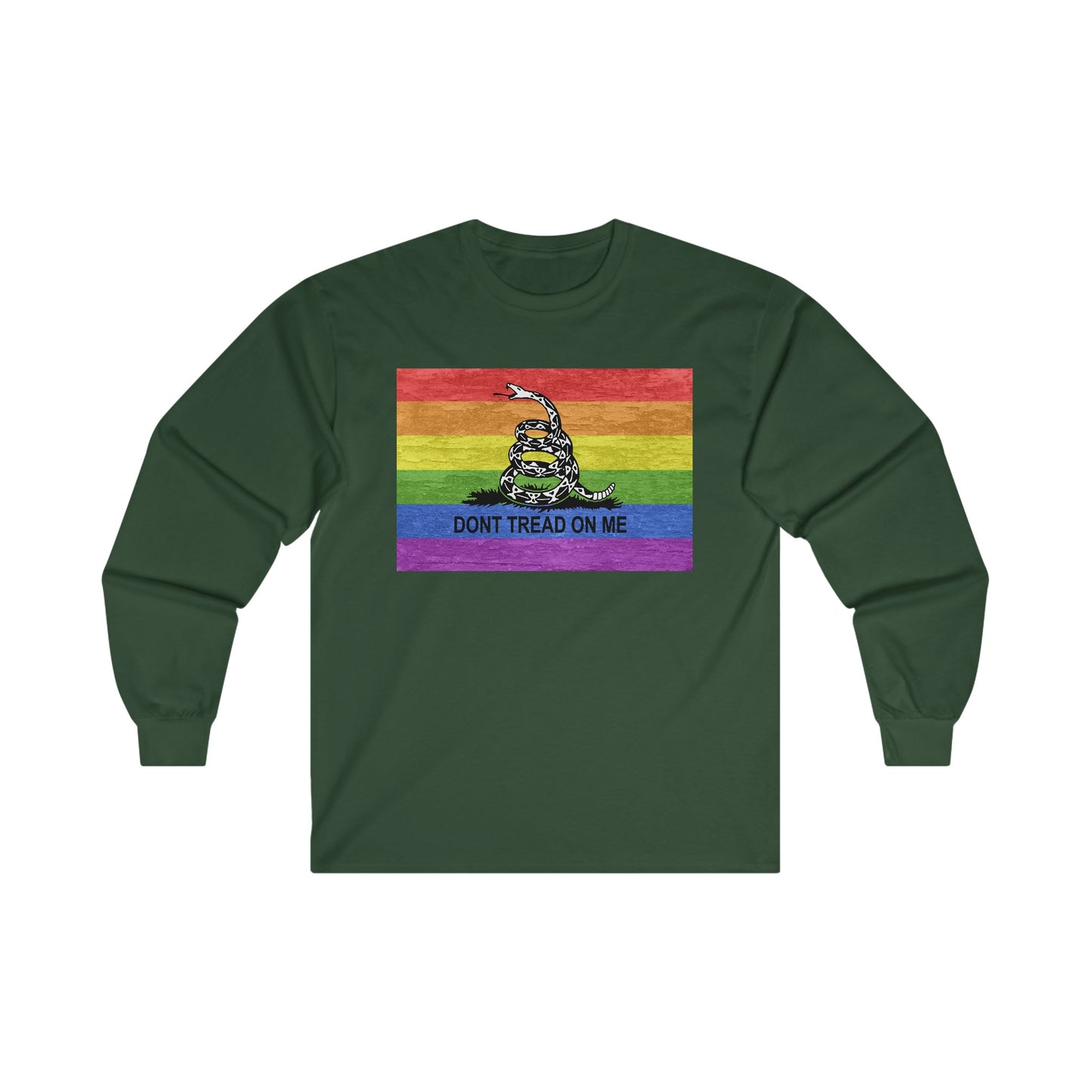 Dont Tread On Me Rainbow Flag LGBTQ Pride Adult Ultra Cotton Long Sleeve T-Shirt