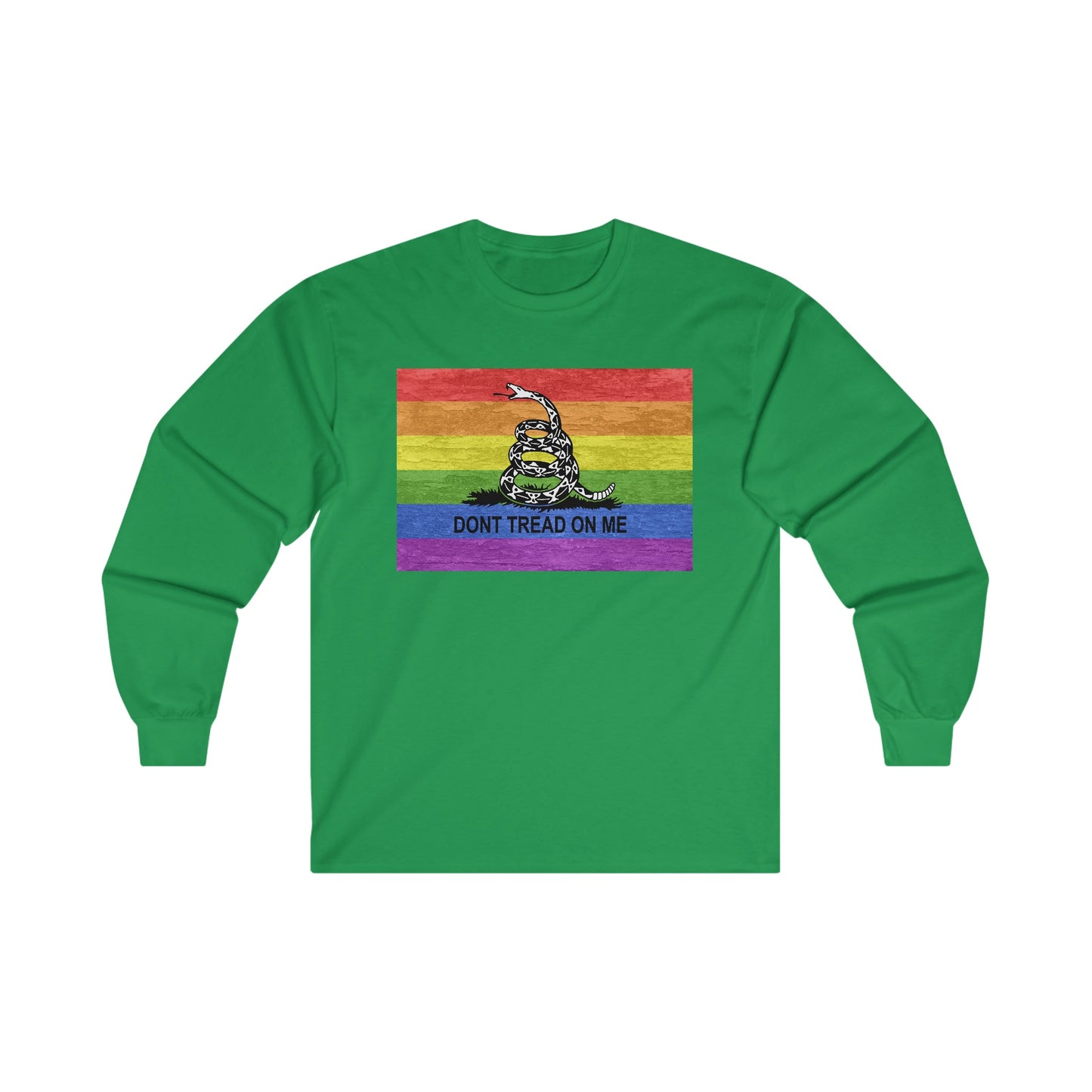 Dont Tread On Me Rainbow Flag LGBTQ Pride Adult Ultra Cotton Long Sleeve T-Shirt