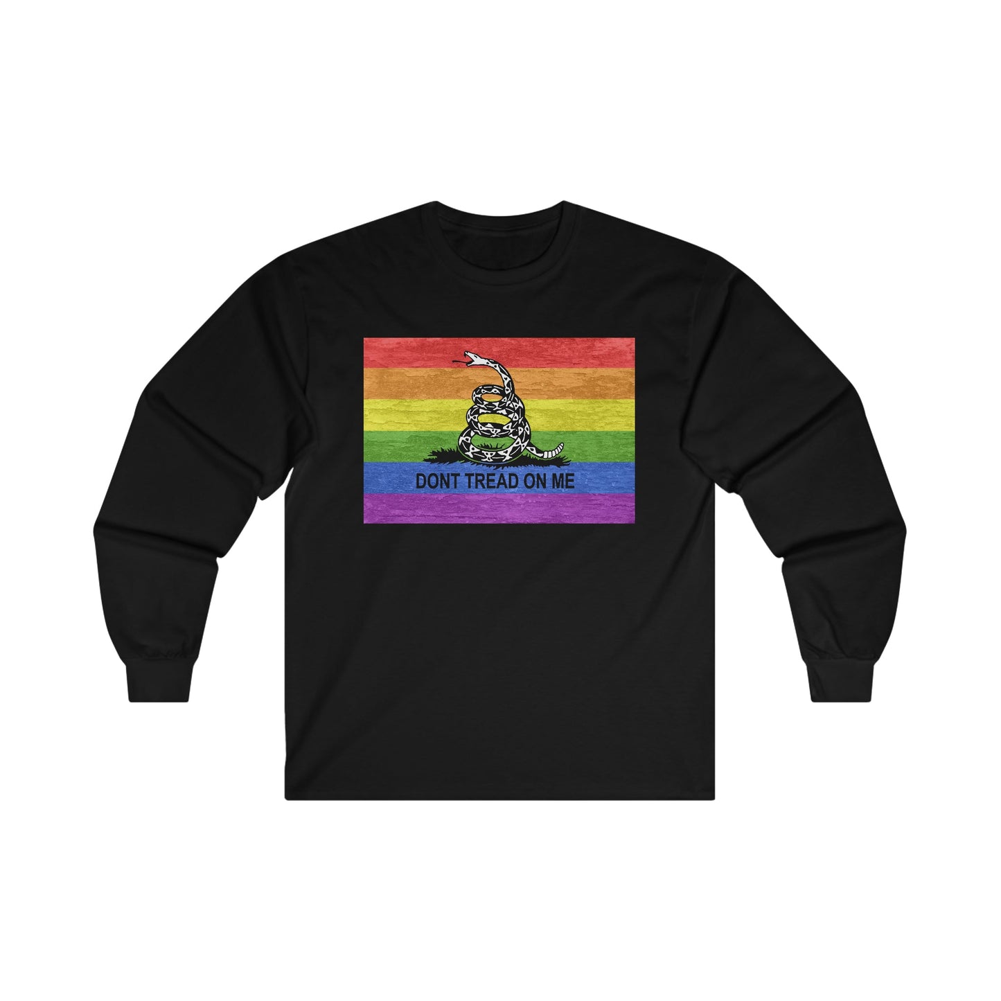Dont Tread On Me Rainbow Flag LGBTQ Pride Adult Ultra Cotton Long Sleeve T-Shirt