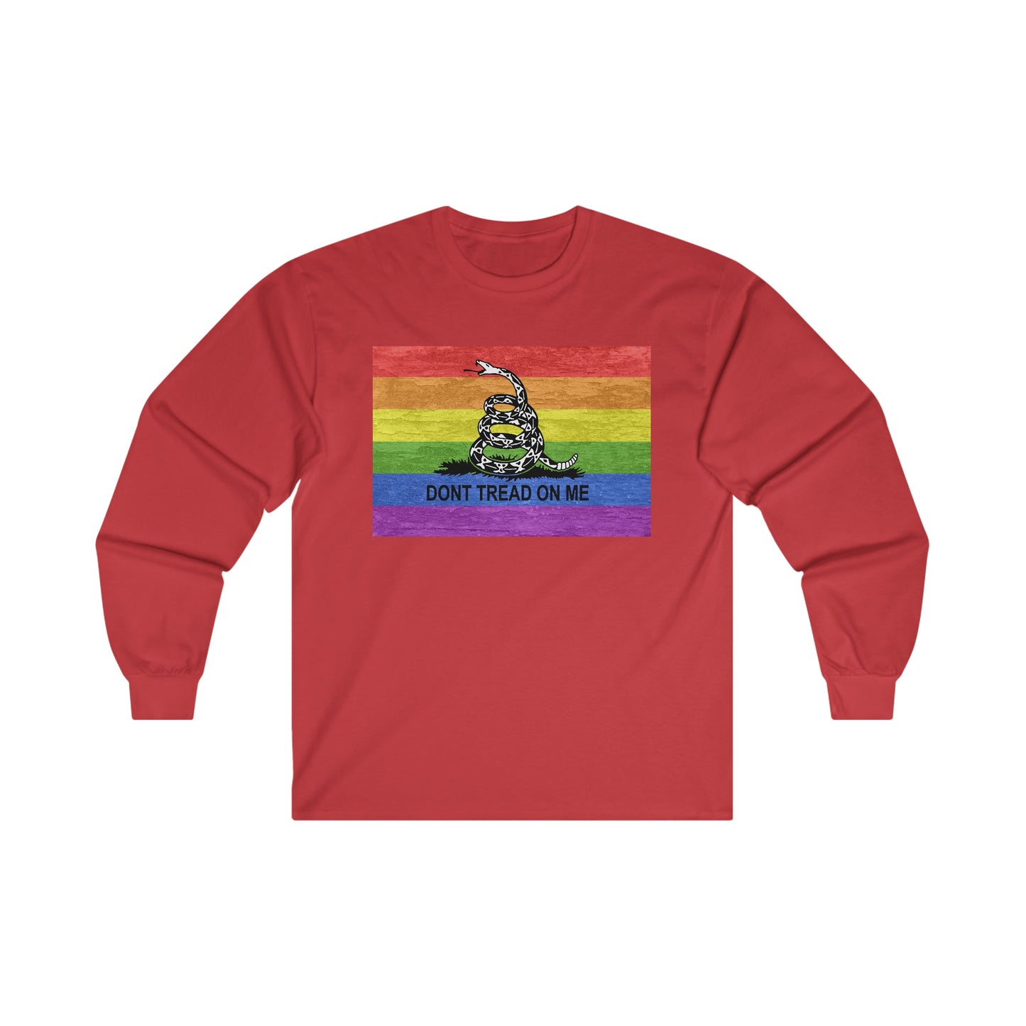 Dont Tread On Me Rainbow Flag LGBTQ Pride Adult Ultra Cotton Long Sleeve T-Shirt
