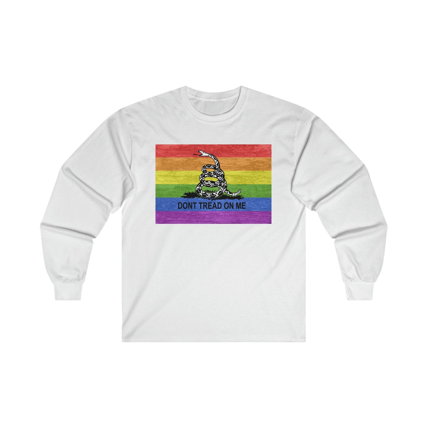 Dont Tread On Me Rainbow Flag LGBTQ Pride Adult Ultra Cotton Long Sleeve T-Shirt