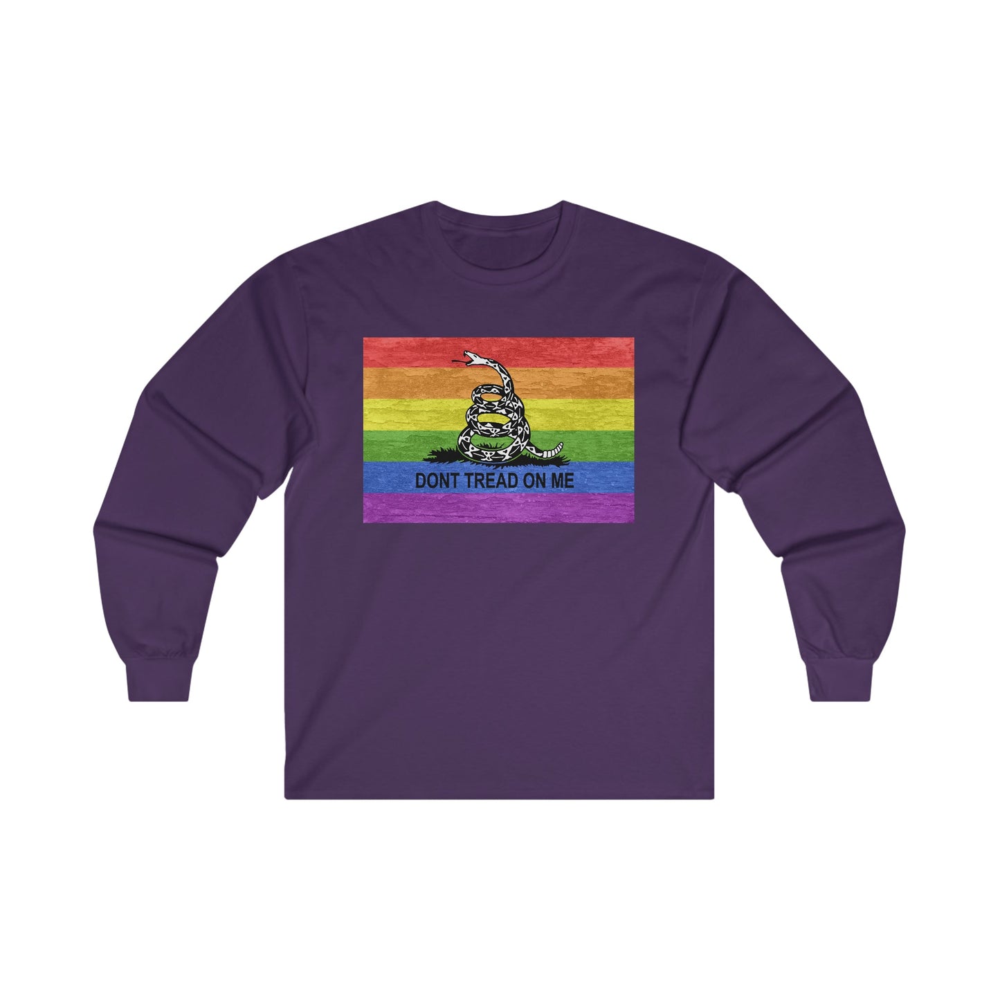 Dont Tread On Me Rainbow Flag LGBTQ Pride Adult Ultra Cotton Long Sleeve T-Shirt