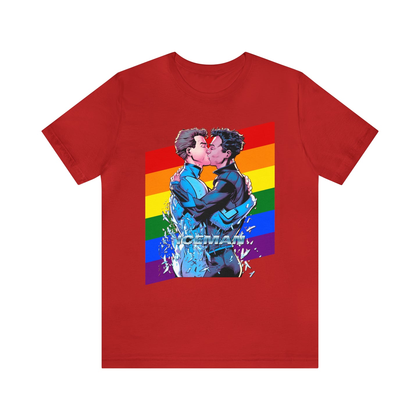 Super-héros Gay Kiss T-shirt unisexe à manches courtes