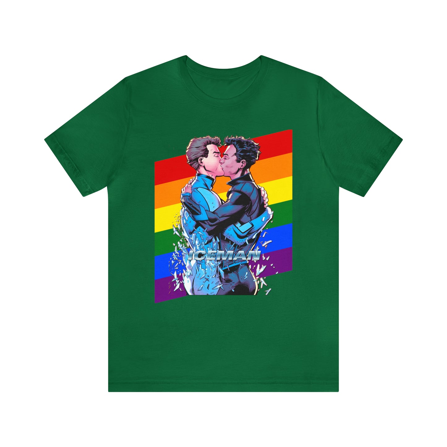 Super-héros Gay Kiss T-shirt unisexe à manches courtes