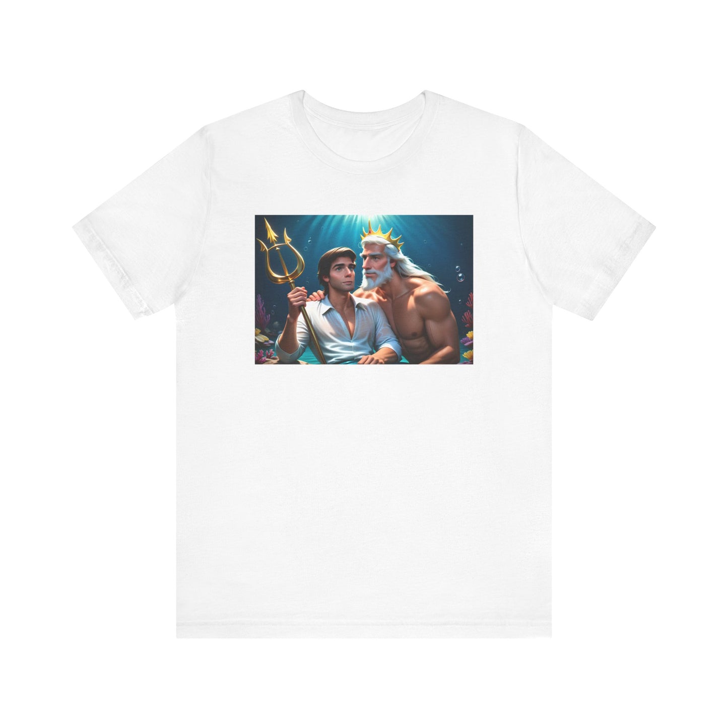 White Gay Prince Eric and King Triton Living Out Under the Sea Short Sleeve T-Shirt