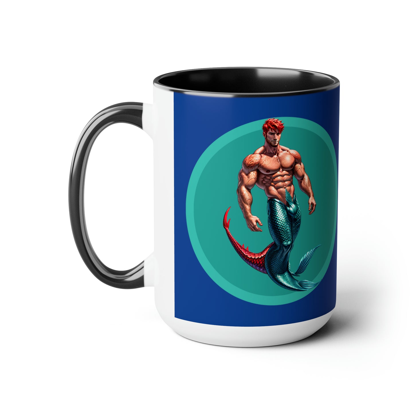 Red Merman Two-Tone Coffee Mugs, 15oz