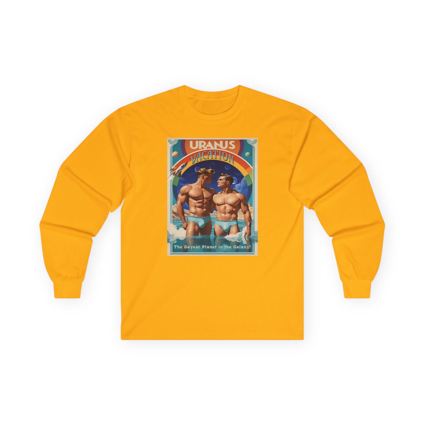 Uranus Vacation Travel Poster Long Sleeve Tee | Gay Art Nouveau T-shirt