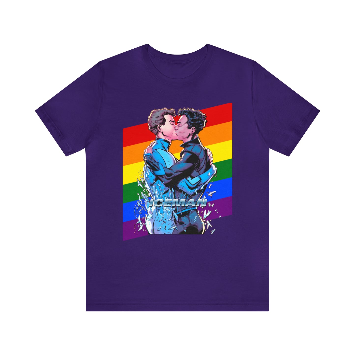 Super-héros Gay Kiss T-shirt unisexe à manches courtes