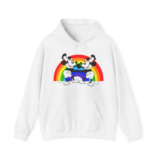 Gay Steamboat Willie Dancing with Boyfriend Hoodie | Pride LGBTQ Sweatshirt