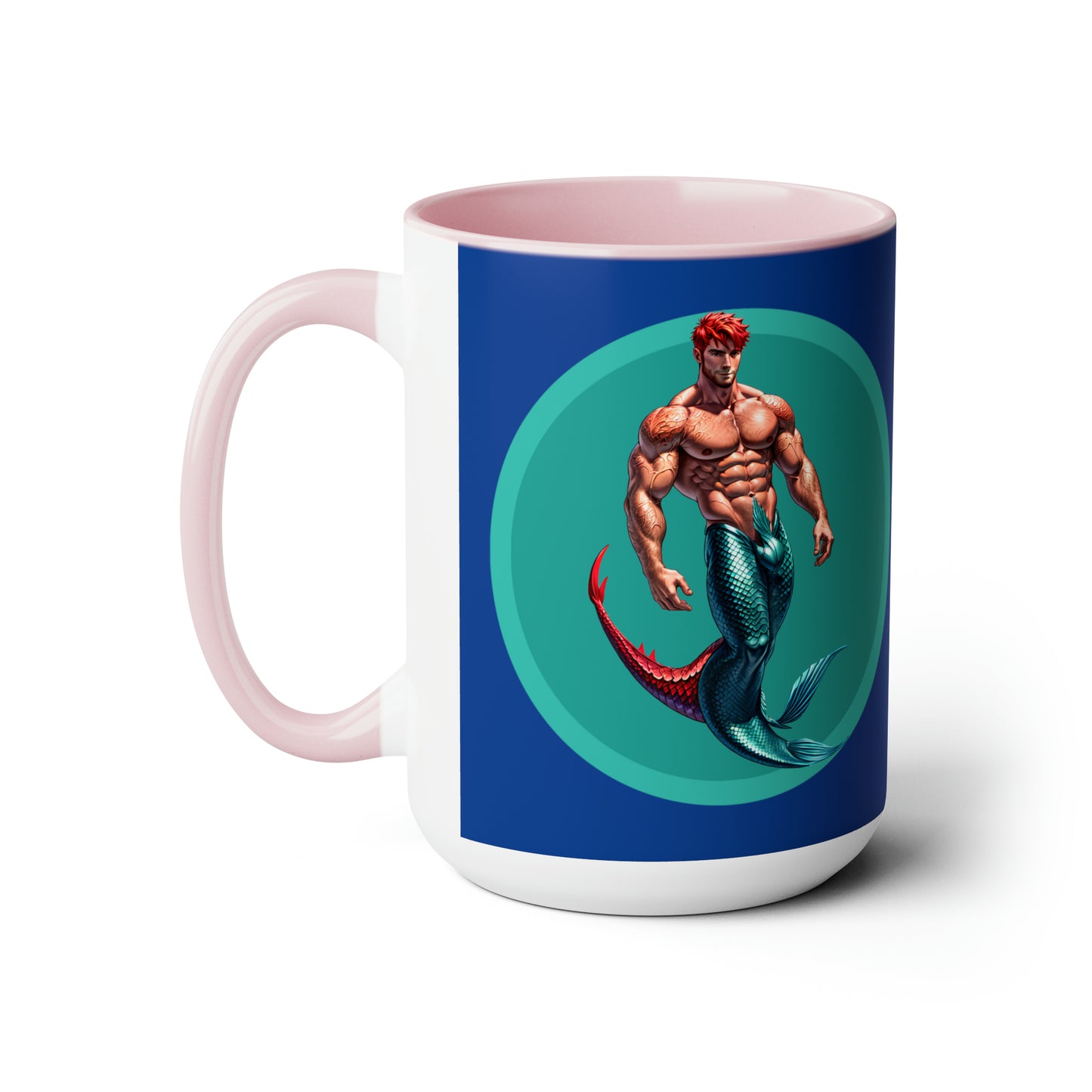 Red Merman Two-Tone Coffee Mugs, 15oz