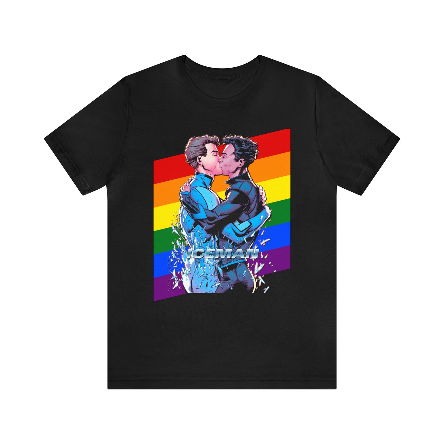 Super-héros Gay Kiss T-shirt unisexe à manches courtes