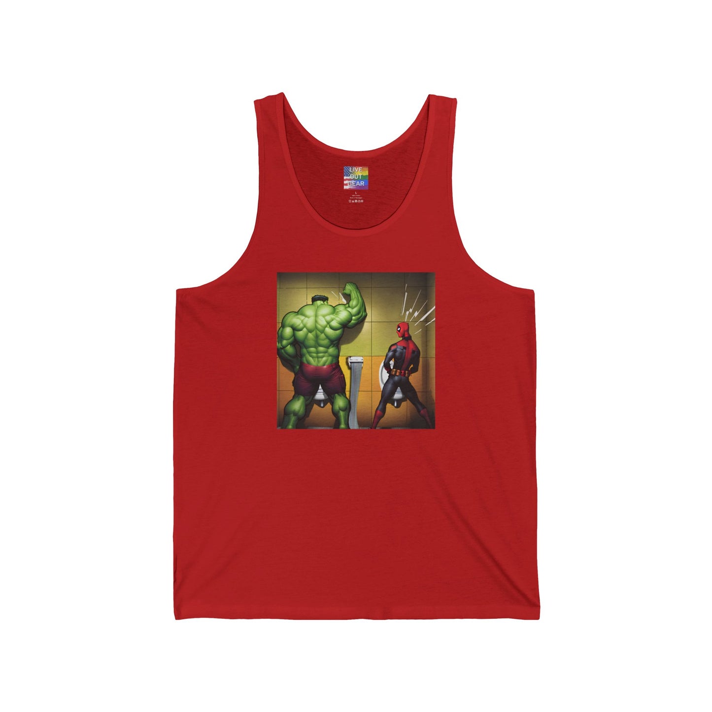 Red Gay Superheroes Urinal Tank Top