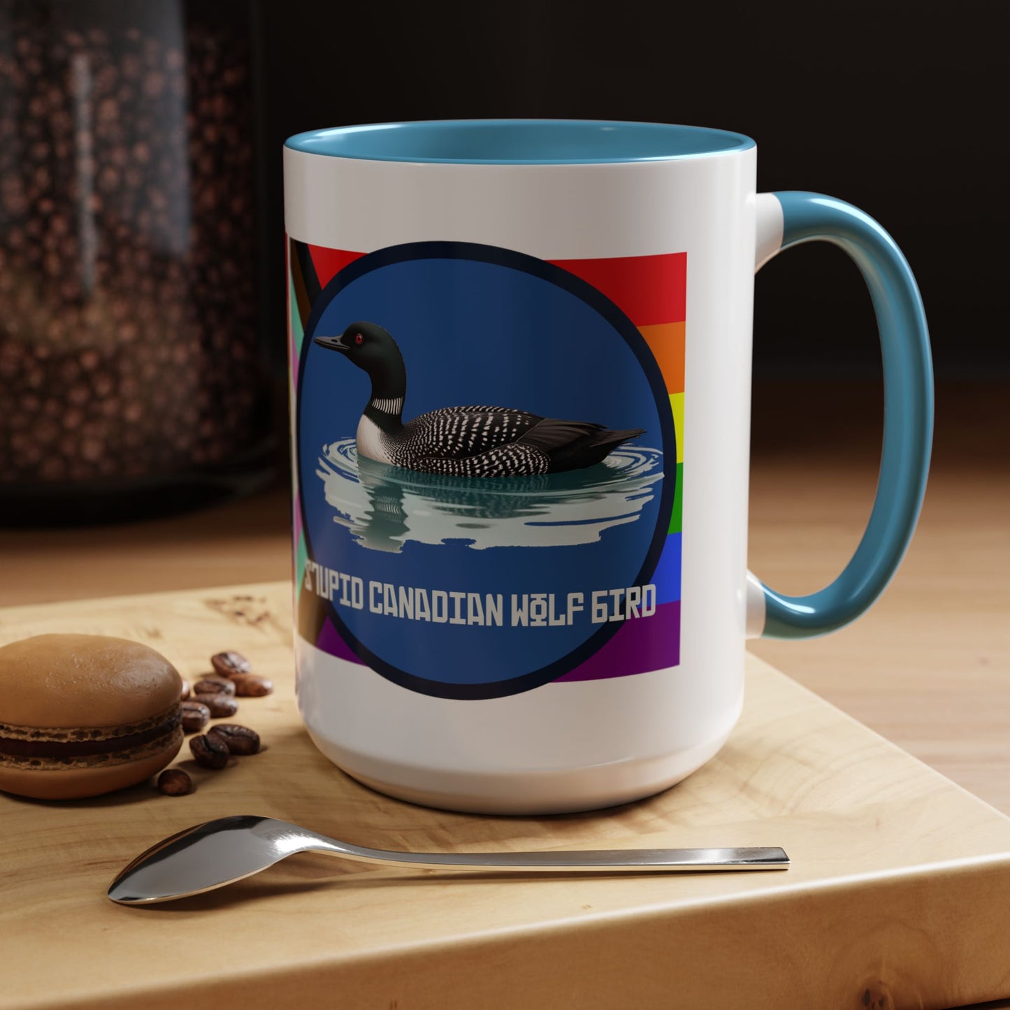 Canadian Loon Coffee Mug — "Stupid Canadian Wolf Bird" Loon Quote