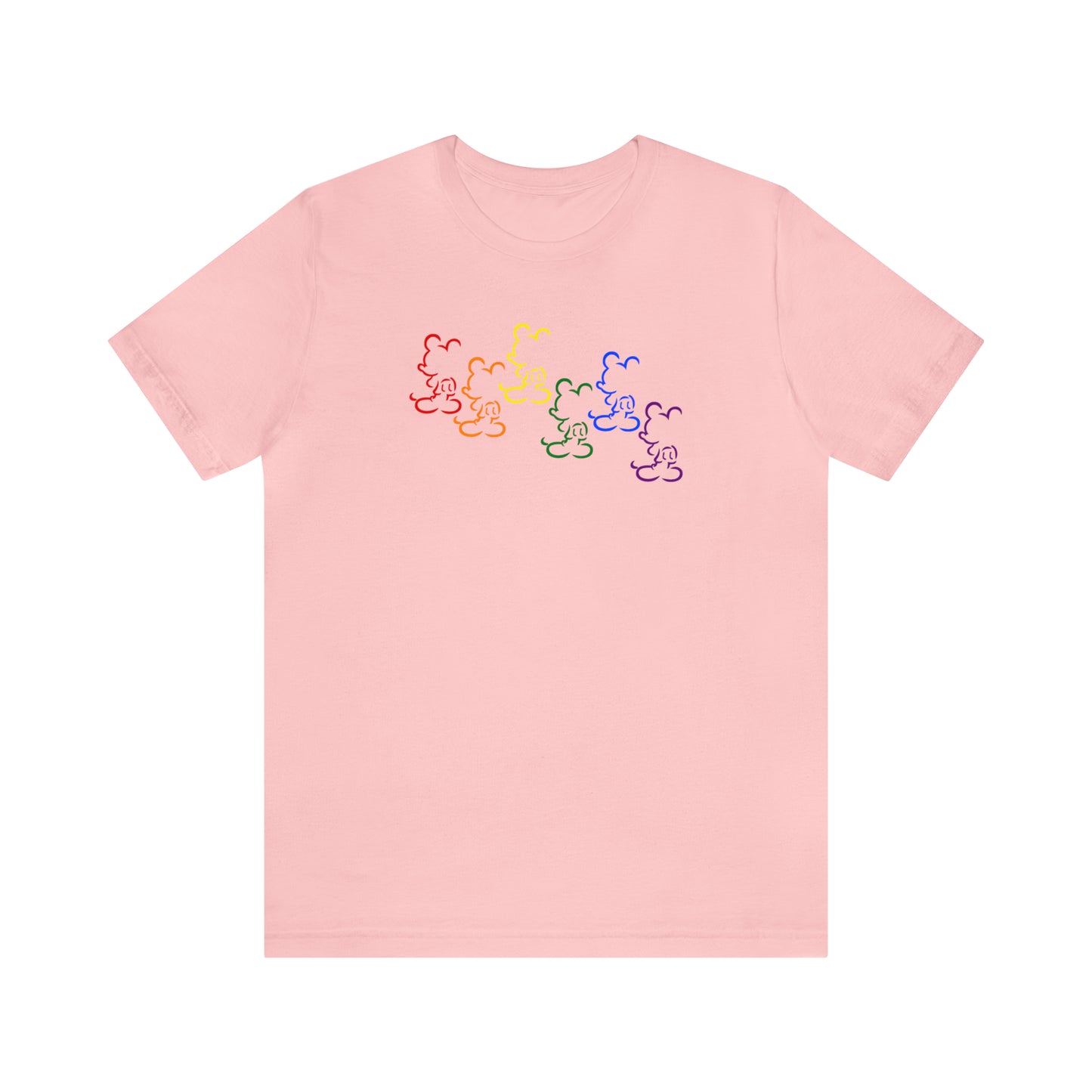 Camiseta de manga corta unisex con silueta de ratón arcoíris