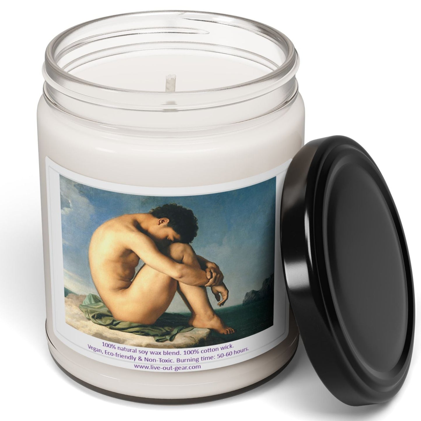 Nude Young Man Seated by the Sea Soy Candle