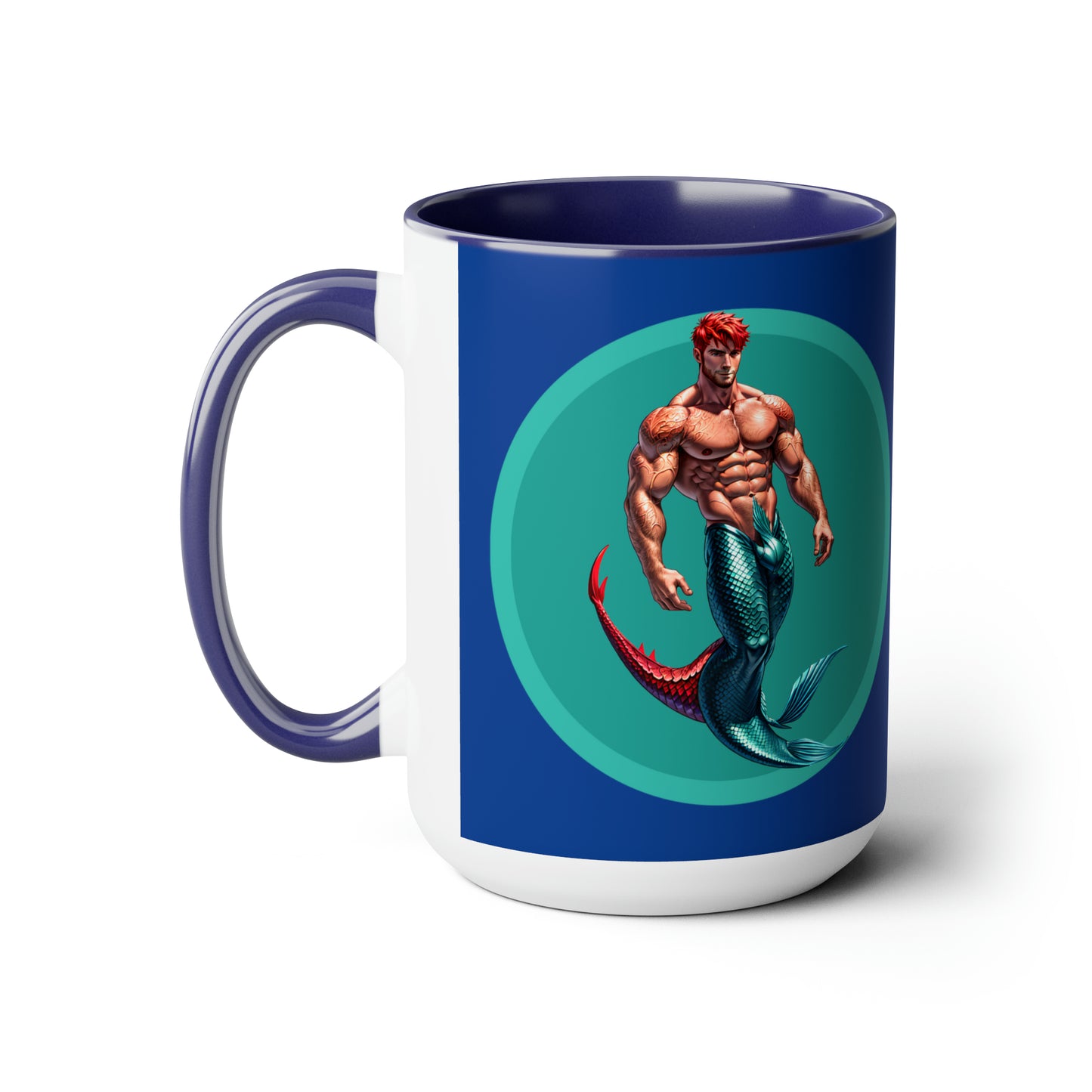Red Merman Two-Tone Coffee Mugs, 15oz