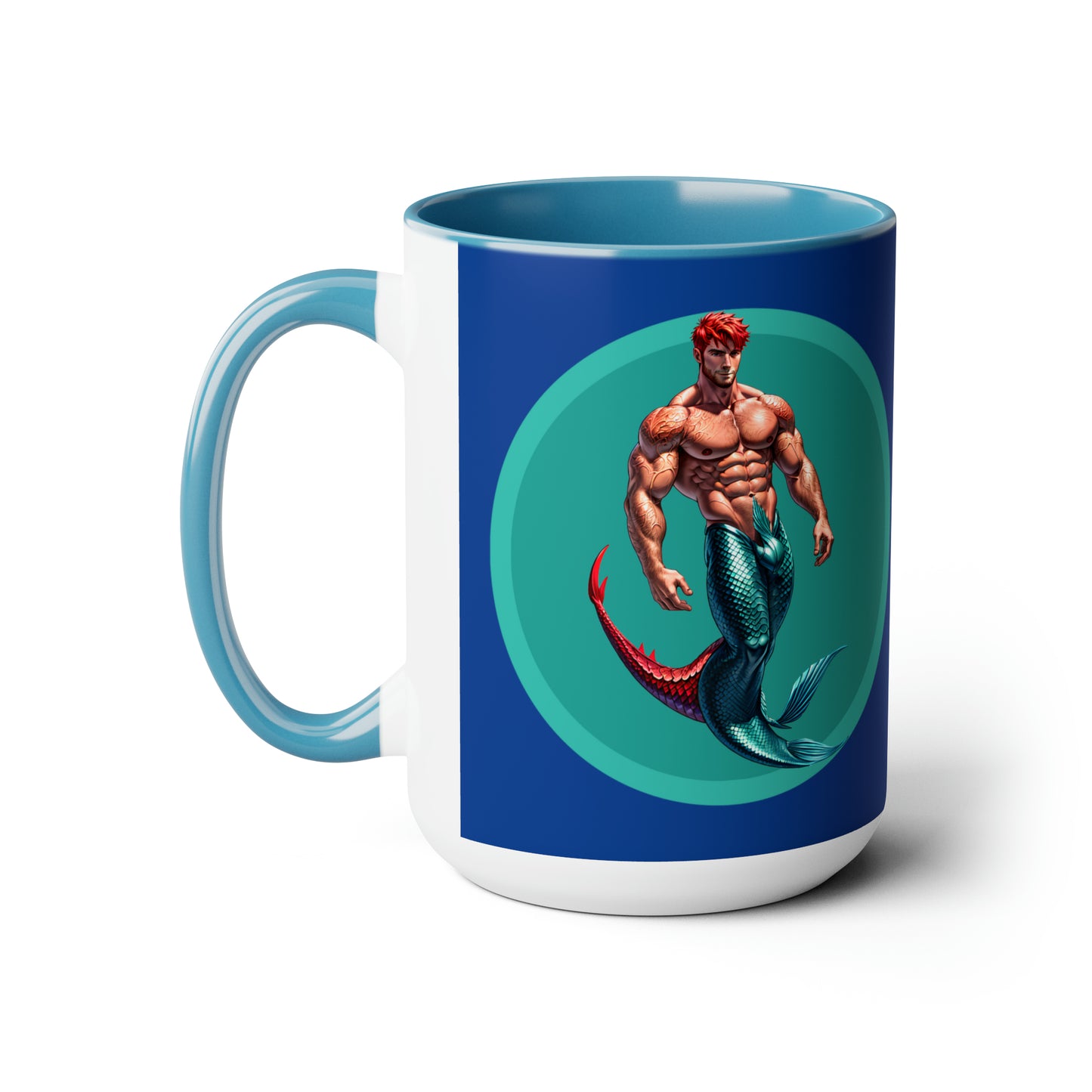 Red Merman Two-Tone Coffee Mugs, 15oz