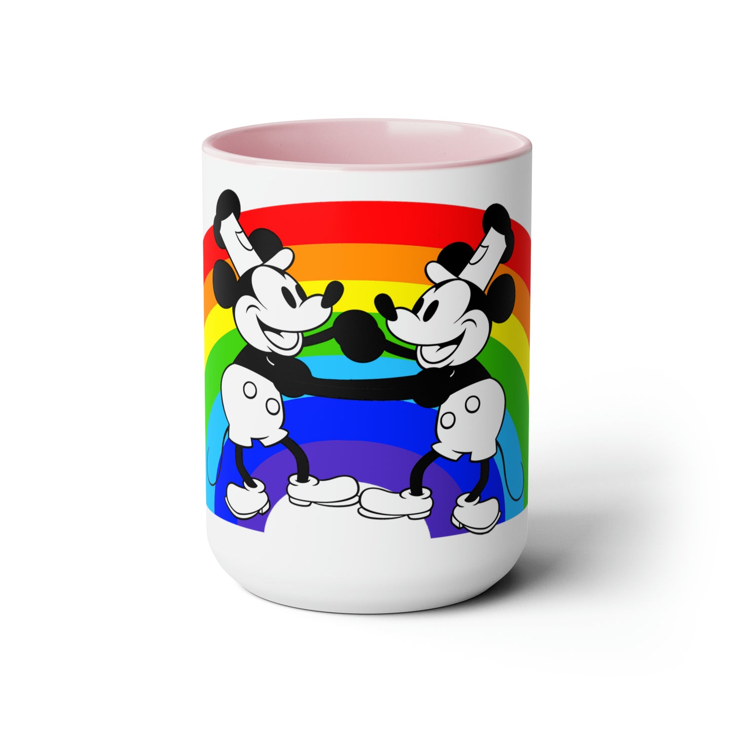 Steamboat Willie and his Buddy Dancing with Pride Two-Tone Coffee Mugs, 15oz