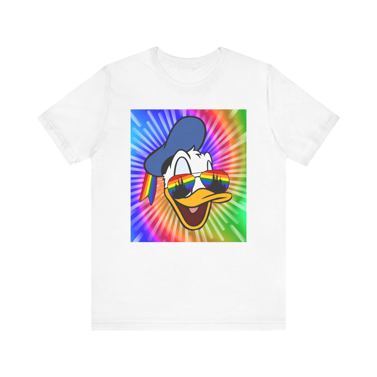 White Gay Duck Sees Rainbows T-Shirt - Gay Donald