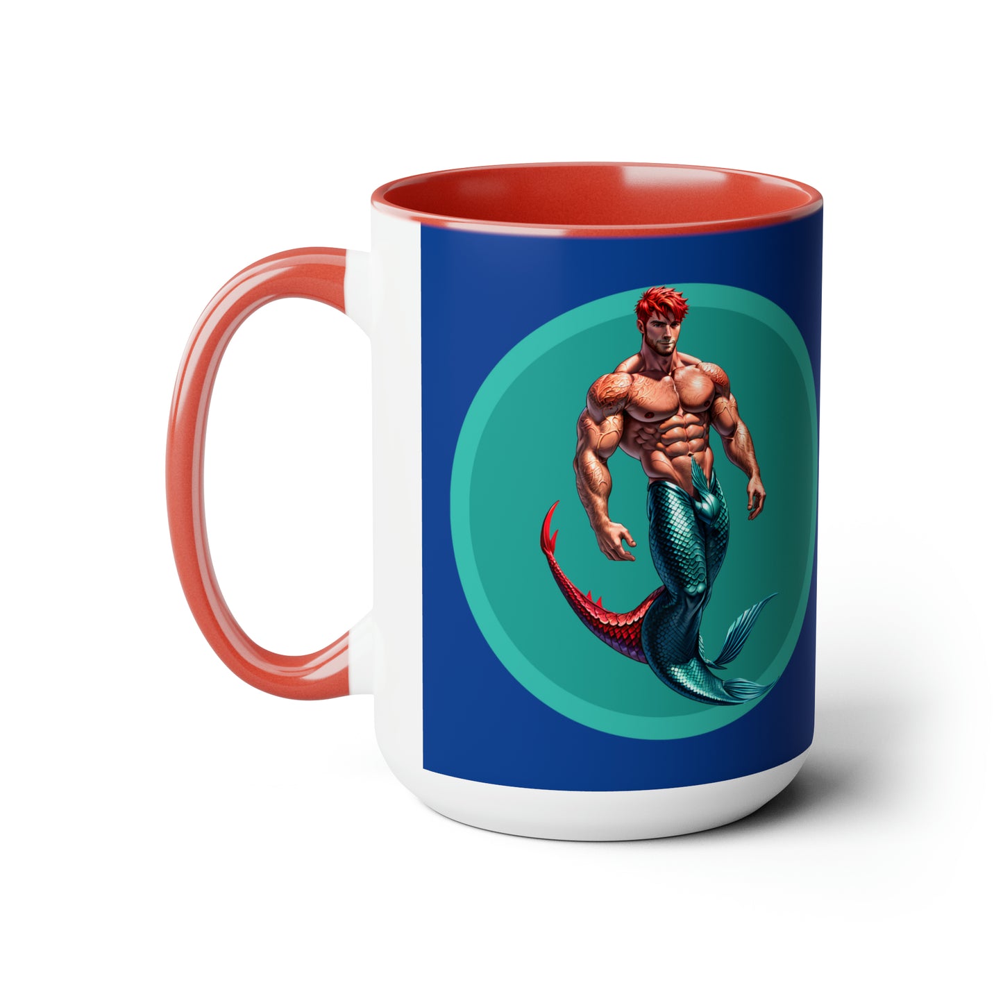 Red Merman Two-Tone Coffee Mugs, 15oz