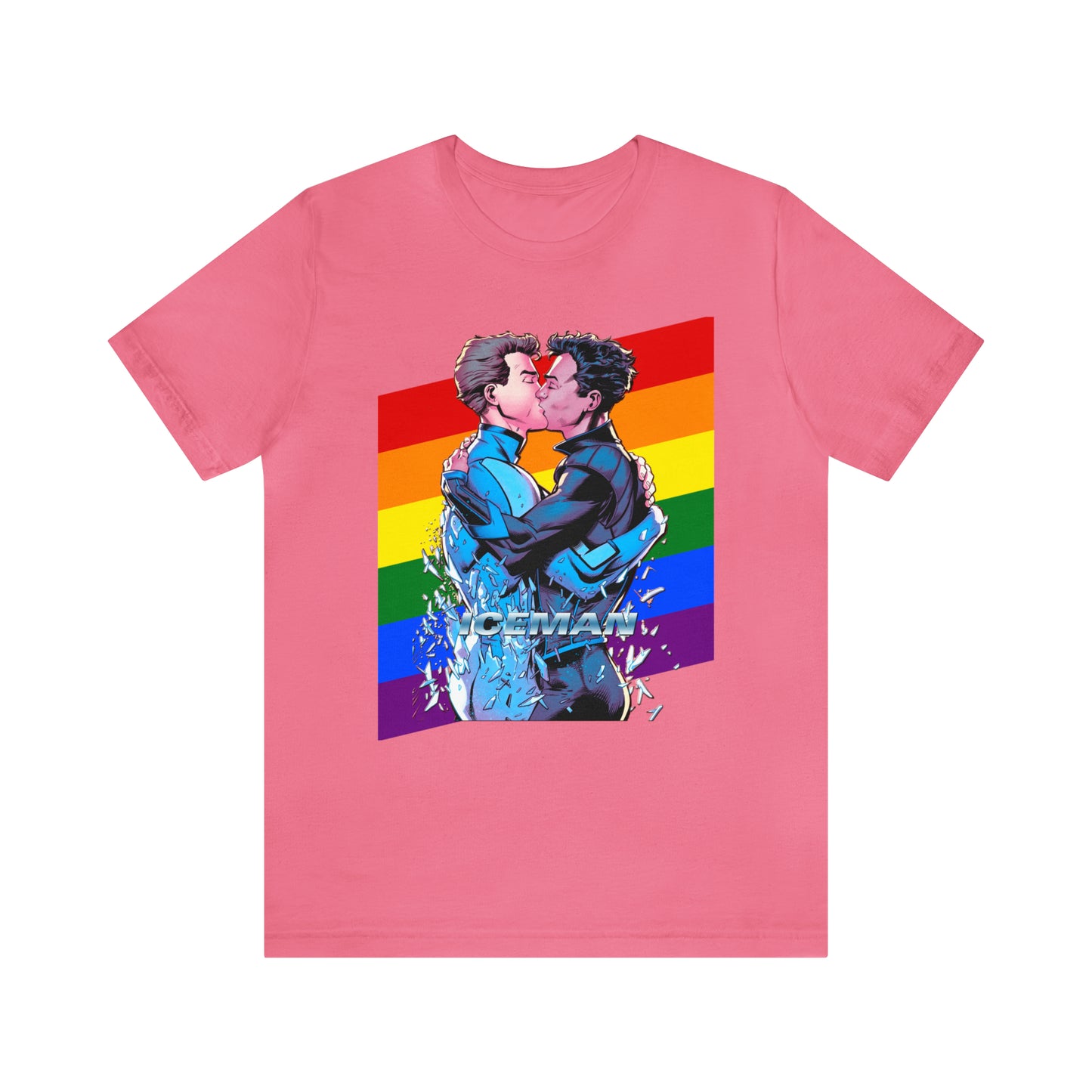 Super-héros Gay Kiss T-shirt unisexe à manches courtes