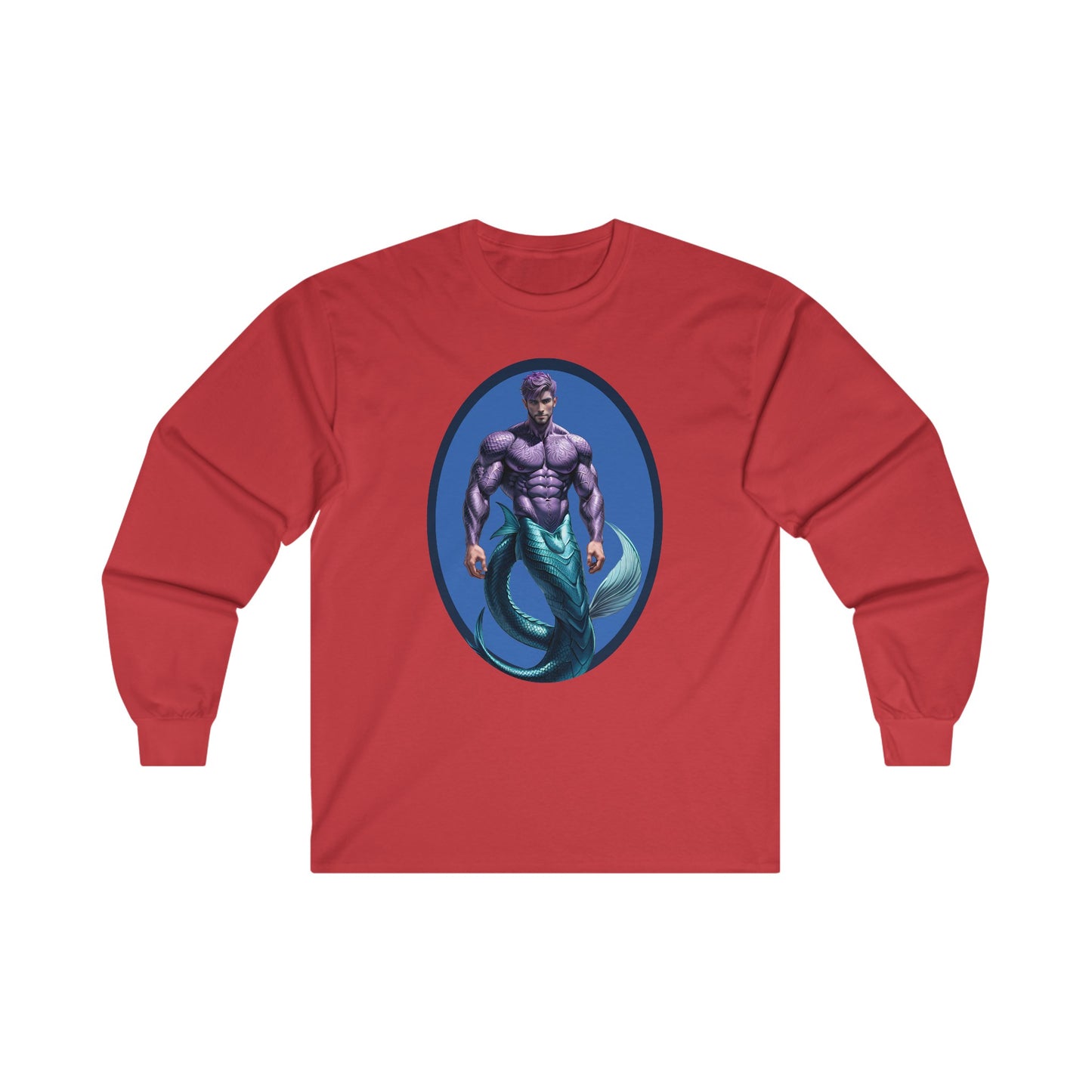 Purple Merman Ultra Cotton Long Sleeve Red T-Shirt