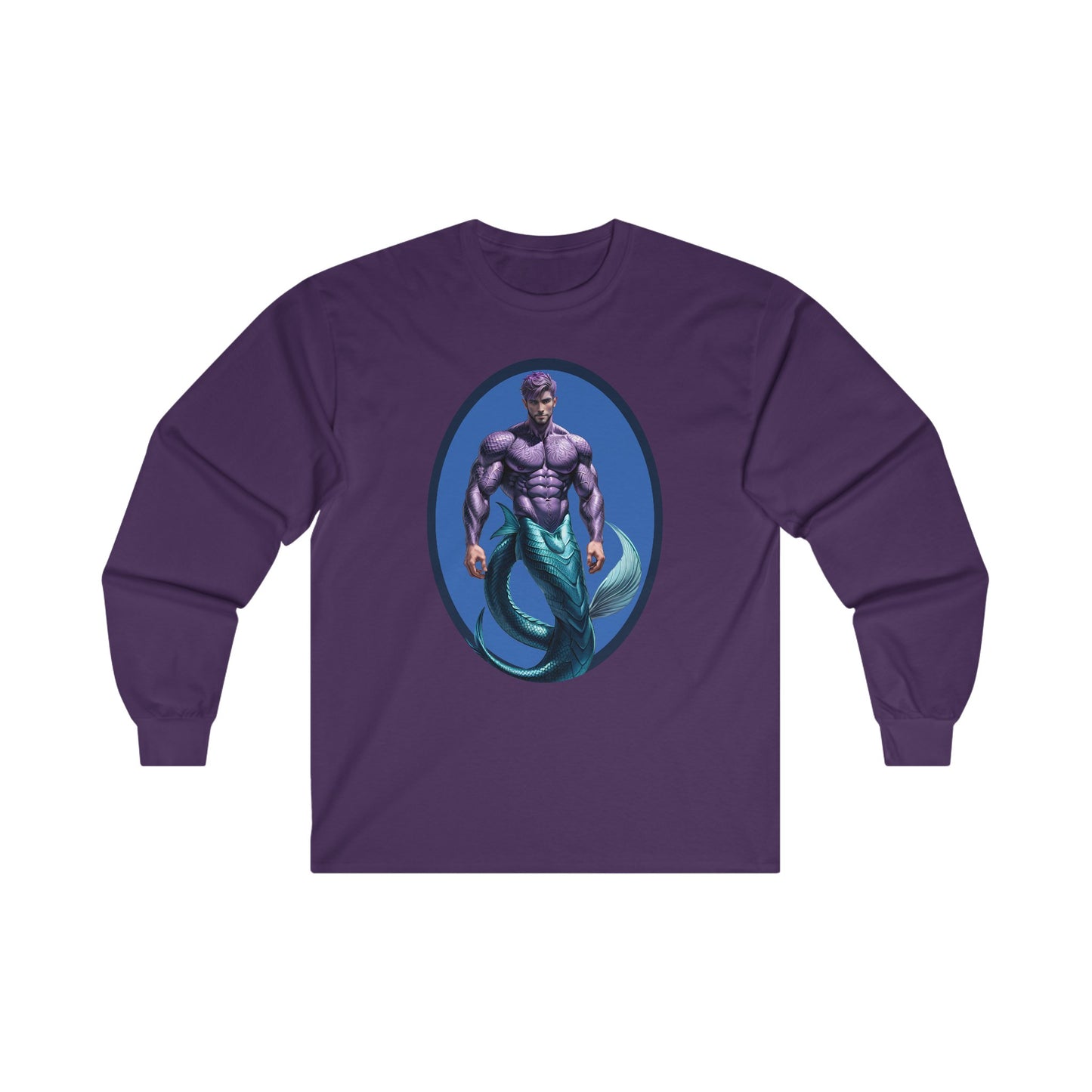 Purple Merman Ultra Cotton Long Sleeve Purple T-Shirt