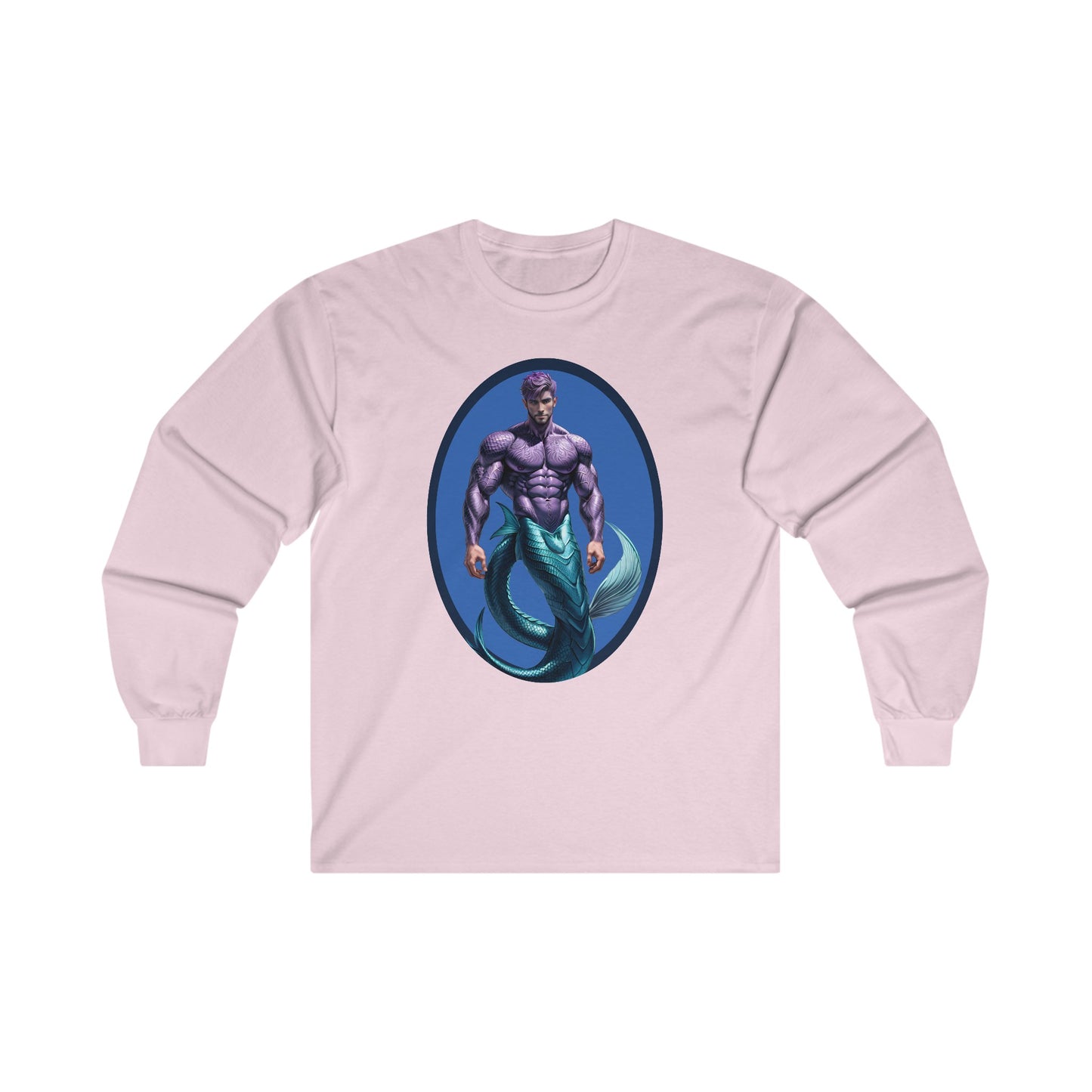 Purple Merman Ultra Cotton Long Sleeve Light Pink T-Shirt