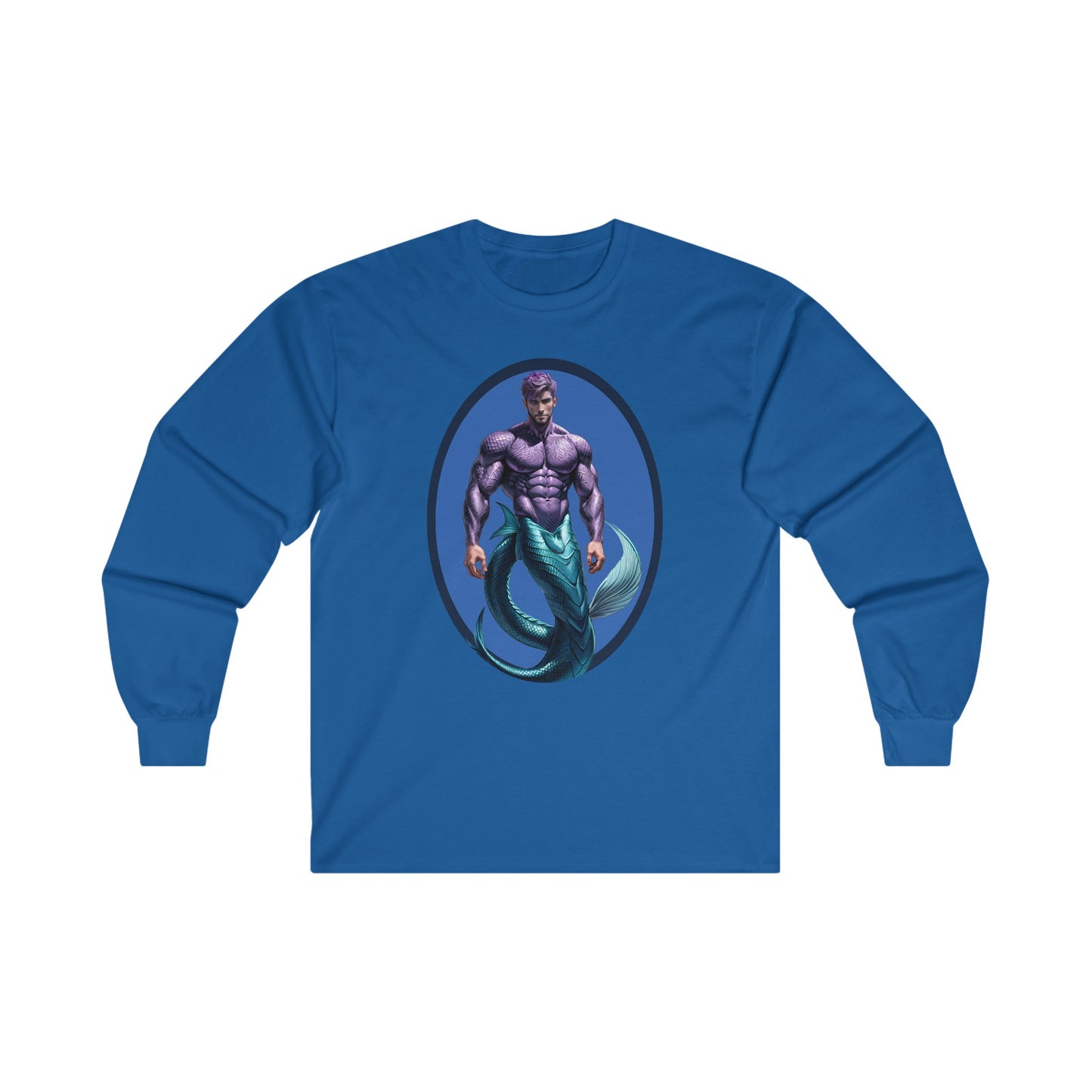 Purple Merman Ultra Cotton Long Sleeve Royal Blue T-Shirt