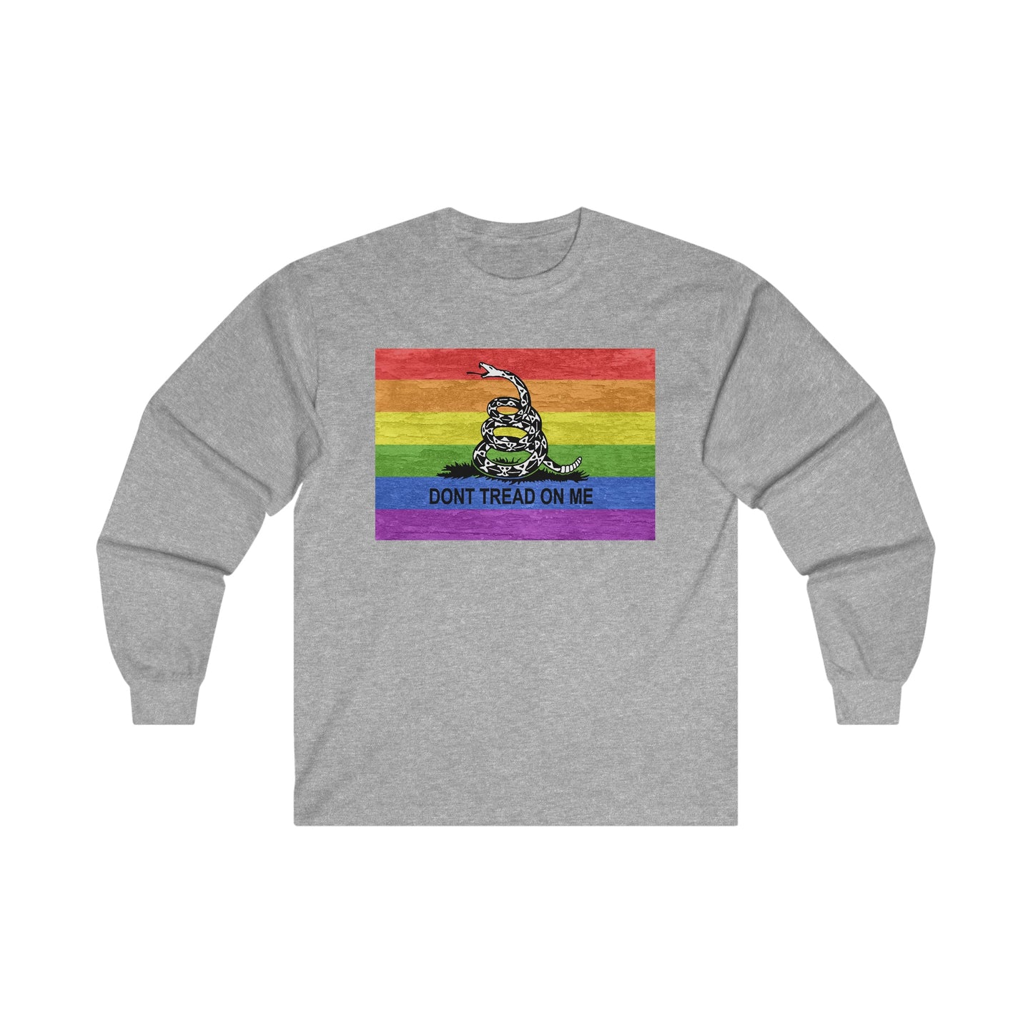 Dont Tread On Me Rainbow Flag LGBTQ Pride Adult Ultra Cotton Long Sleeve T-Shirt