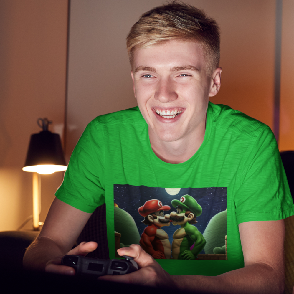 mario brothers gay boy gaming t-shirt
