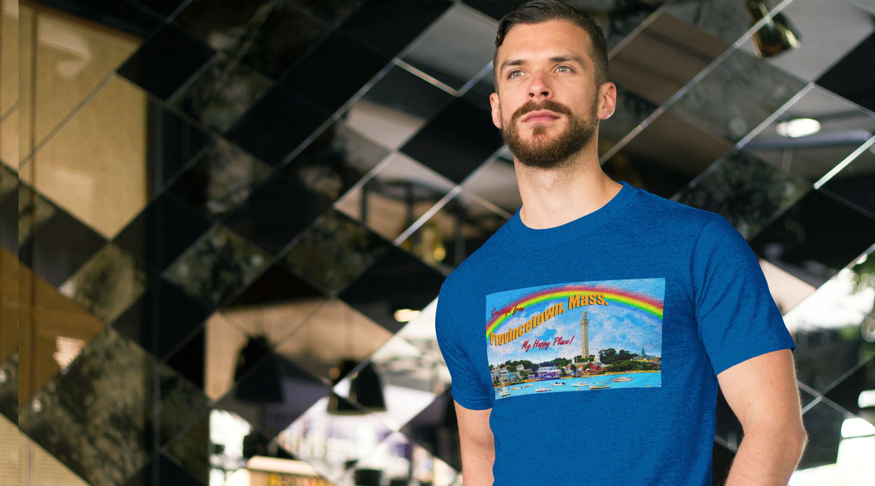 Handsome Gay man on vacation in a Provincetown Bar