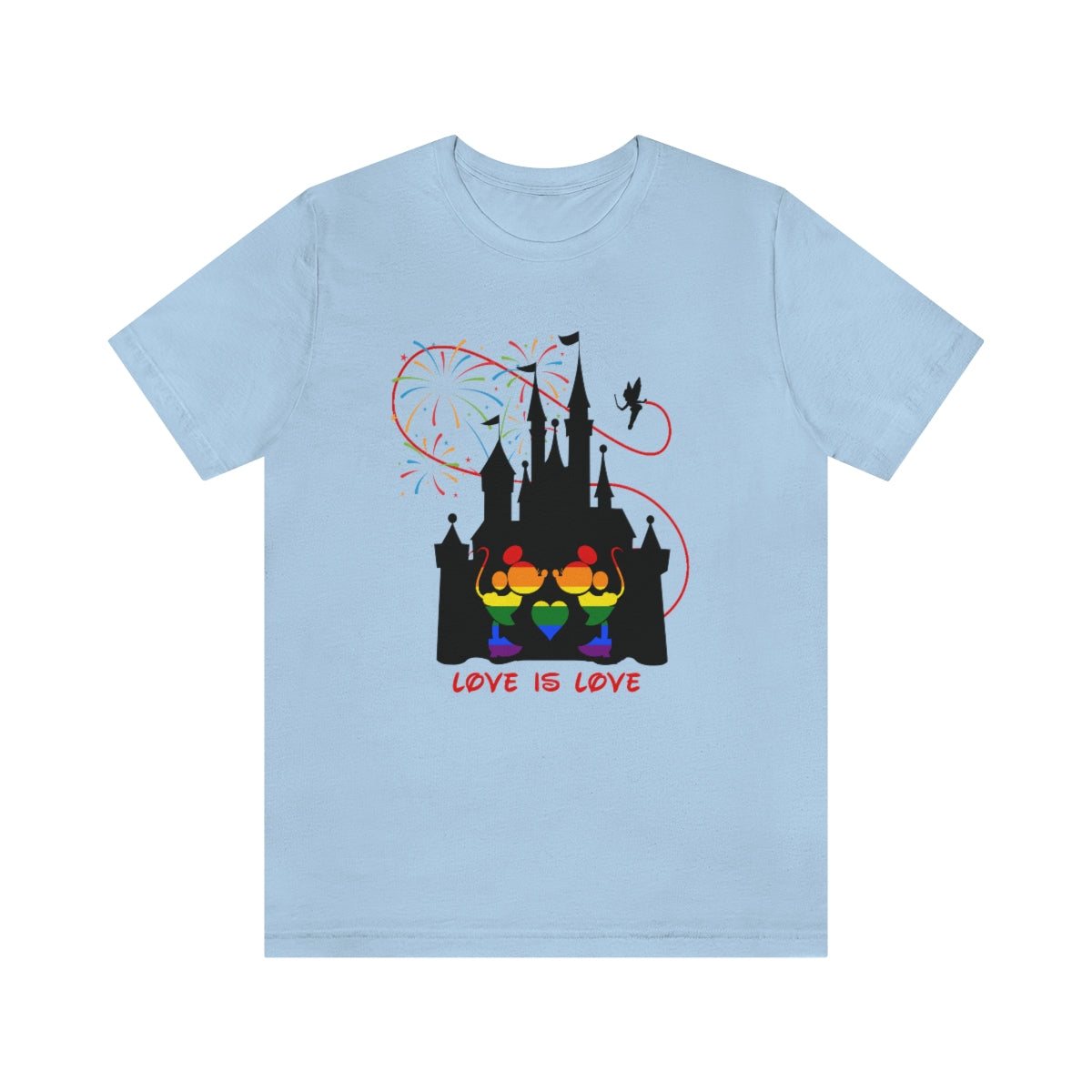 Embrasser des mini souris dans le château T-shirt unisexe à manches courtes