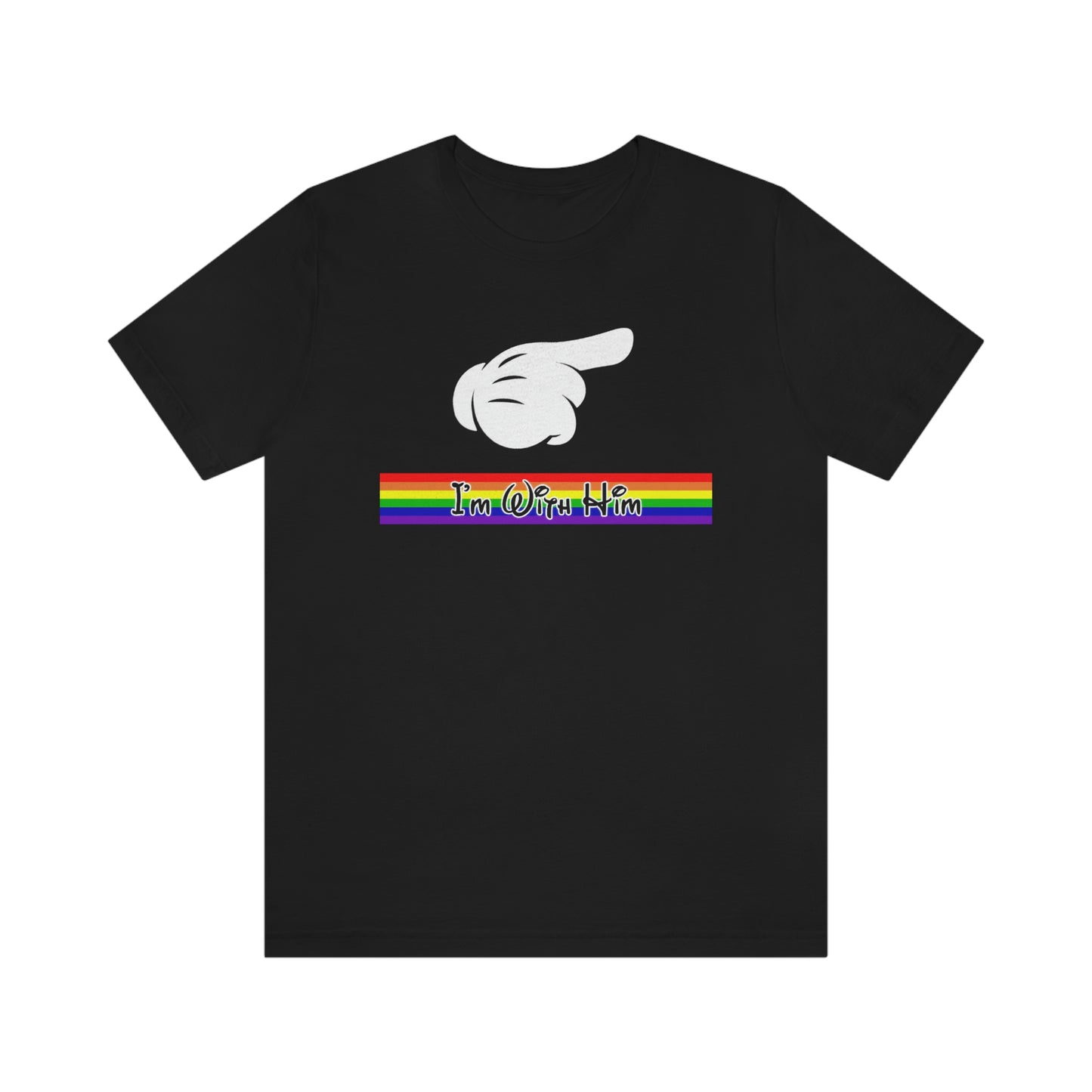 Je suis avec lui T-shirt adulte avec la main de la souris pointant vers la droite