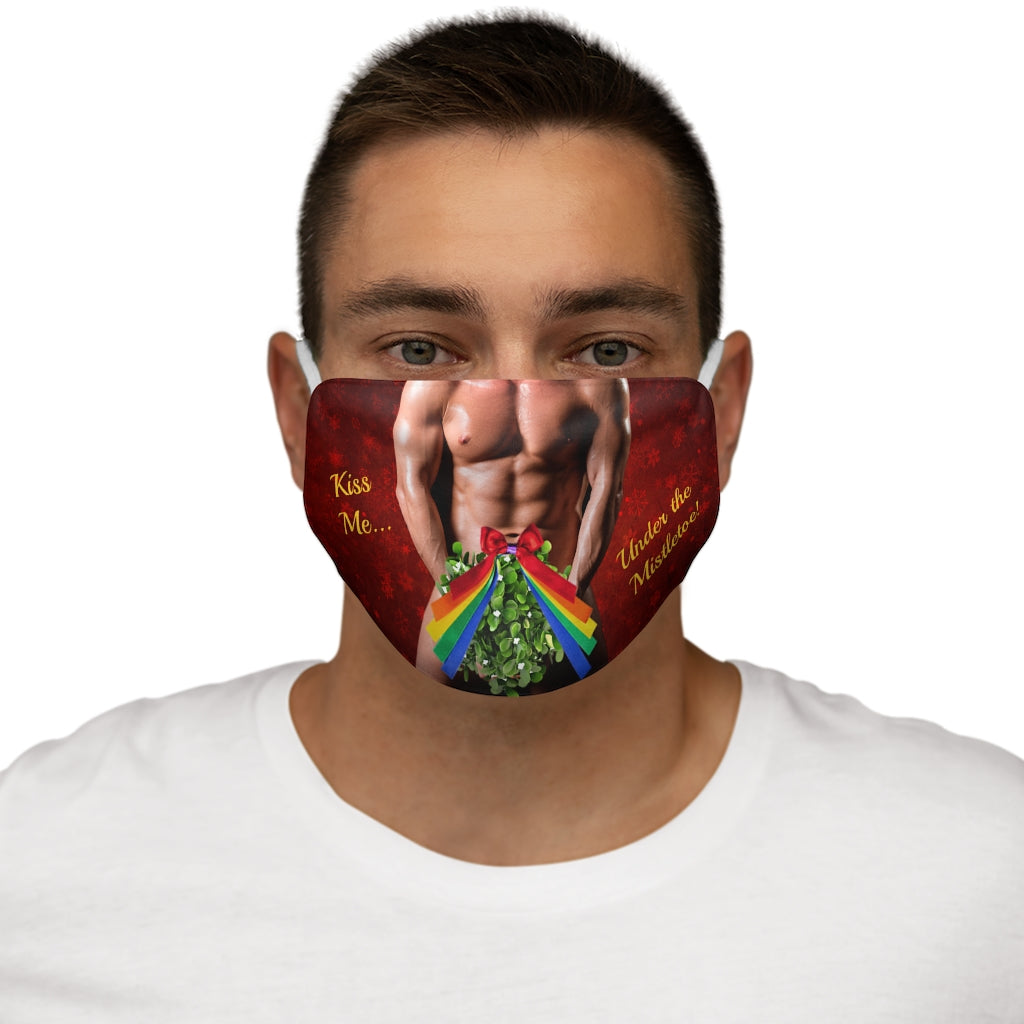 Gay Kiss Me Under the Mistletoe Snug-Fit Polyester/Coton Masque facial