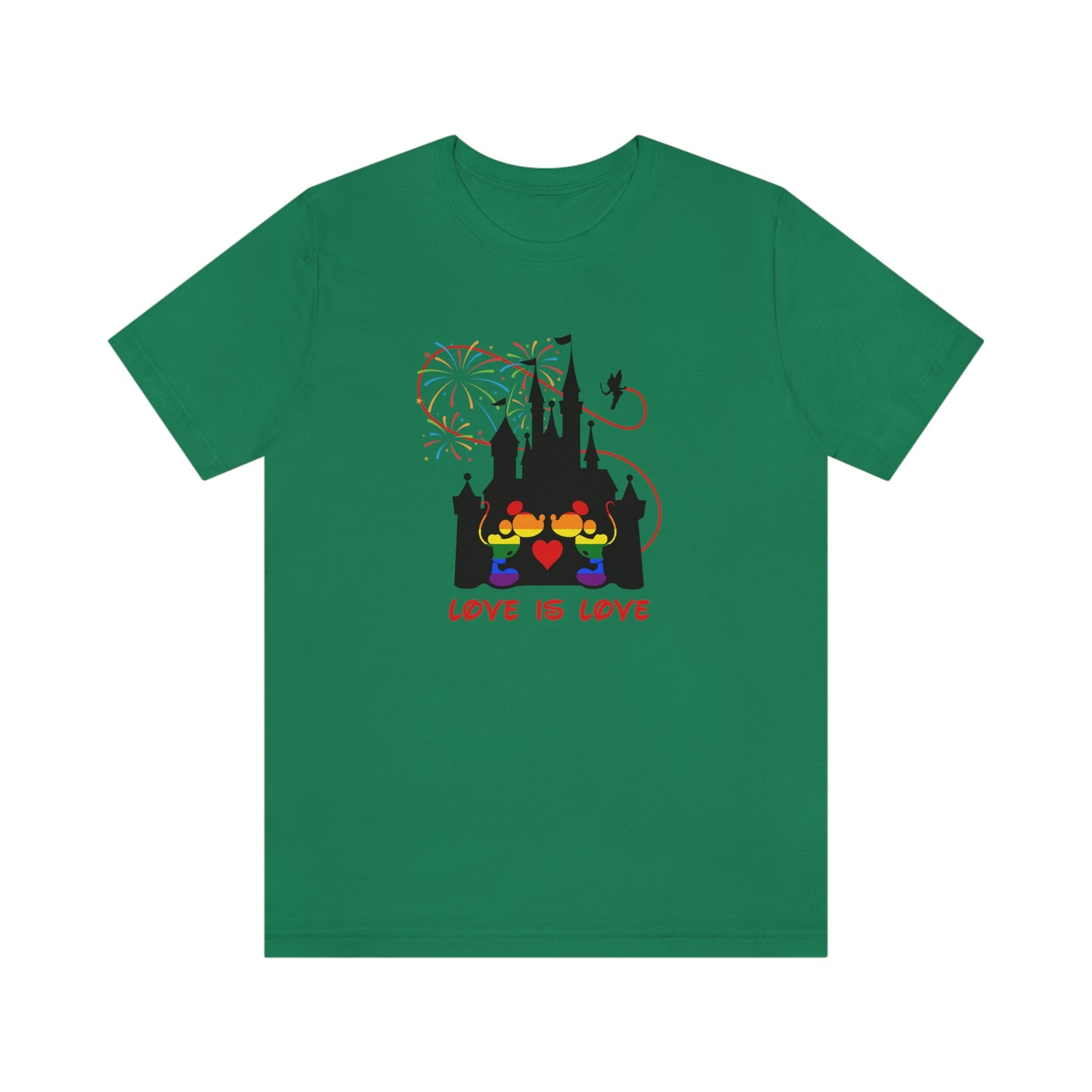 Gay Mice Kissing in Castle Love is Love Adult Unisex T-Shirt
