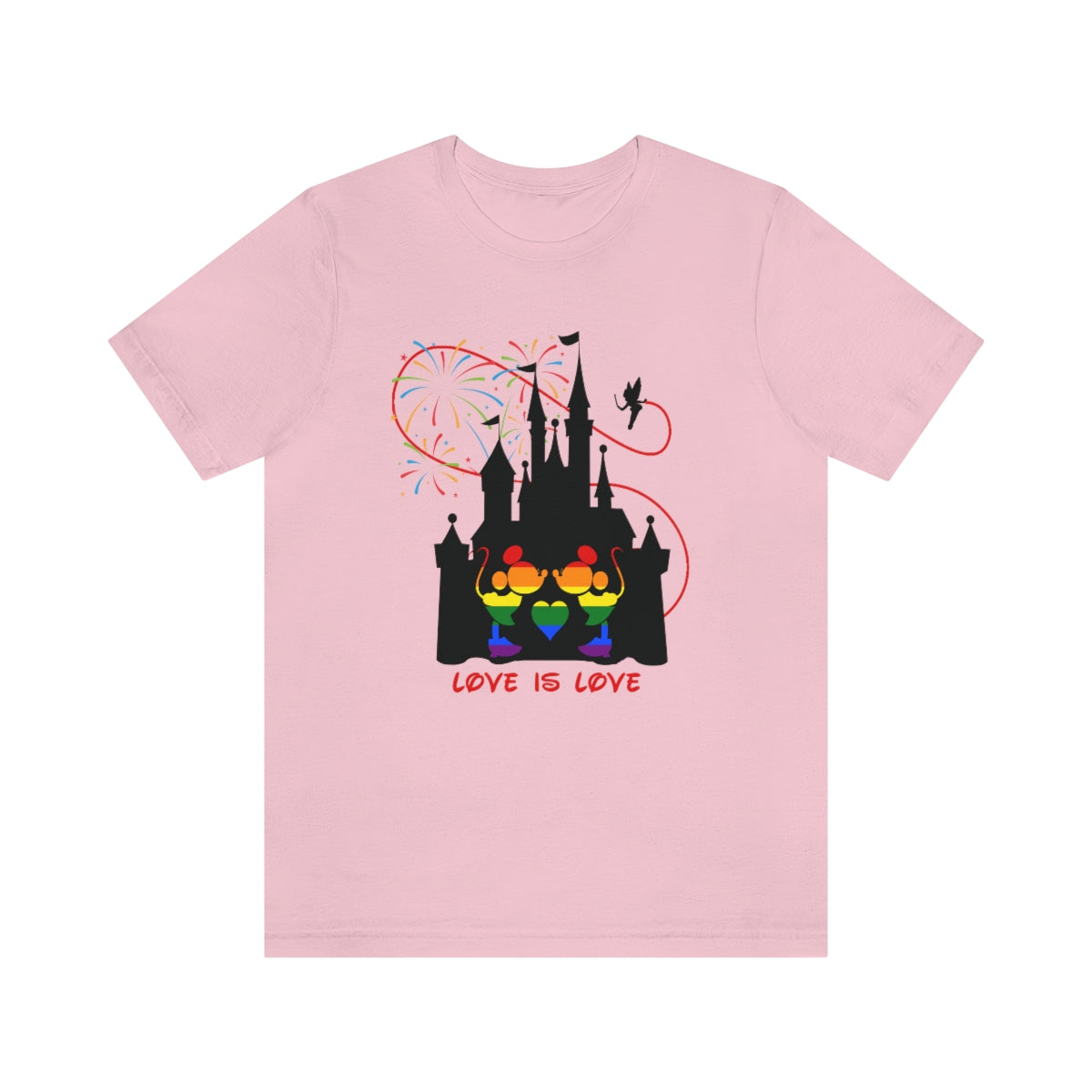 Embrasser des mini souris dans le château T-shirt unisexe à manches courtes