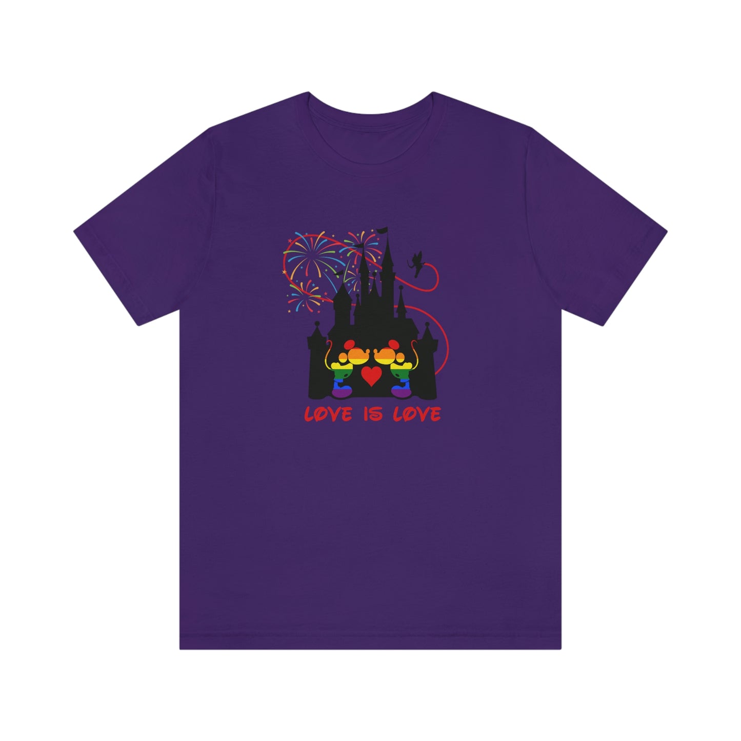 Gay Mice Kissing in Castle Love is Love Adult Unisex T-Shirt