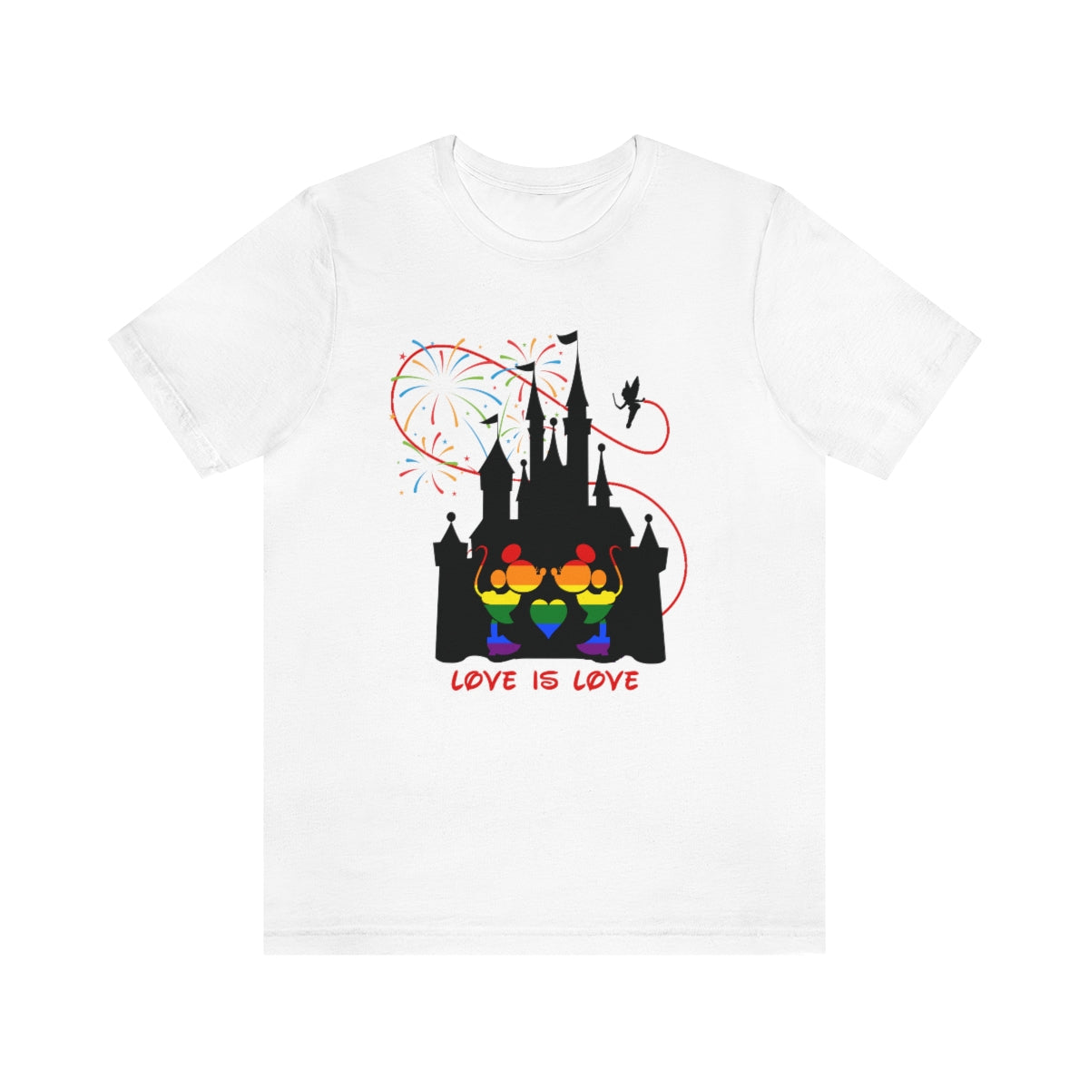 Embrasser des mini souris dans le château T-shirt unisexe à manches courtes