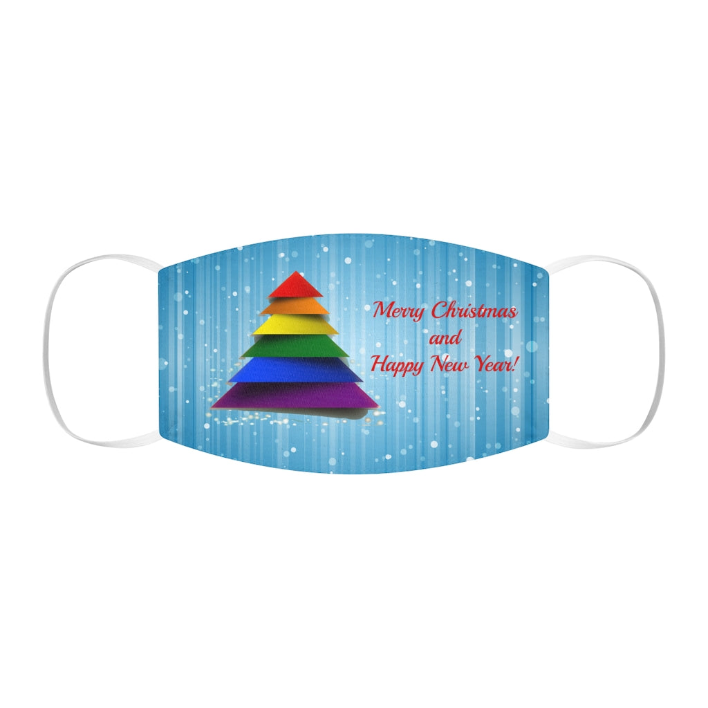 Feliz Navidad LGBTQ Pride Tree Máscara facial de poliéster/algodón ajustada