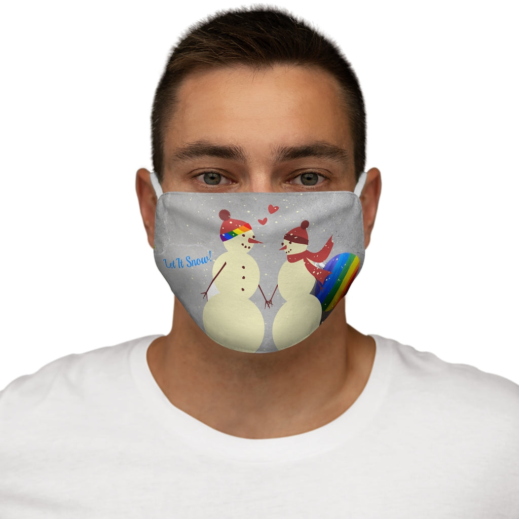Qu'il neige ! Masque facial en polyester/coton ajusté bonhommes de neige gay