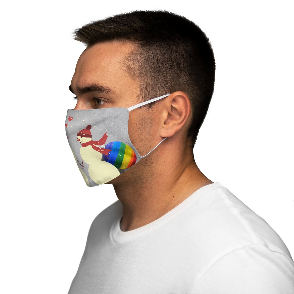Qu'il neige ! Masque facial en polyester/coton ajusté bonhommes de neige gay