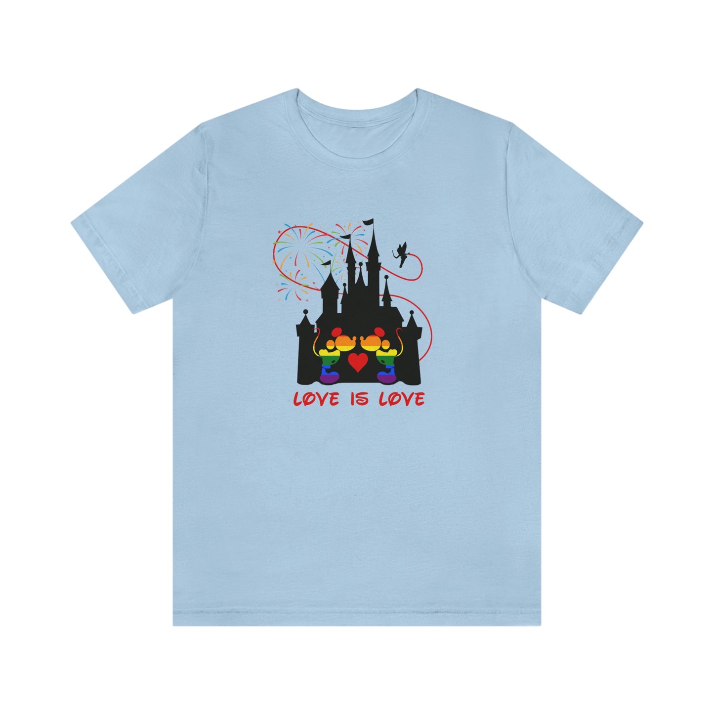 Gay Mice Kissing in Castle Love is Love Adult Unisex T-Shirt