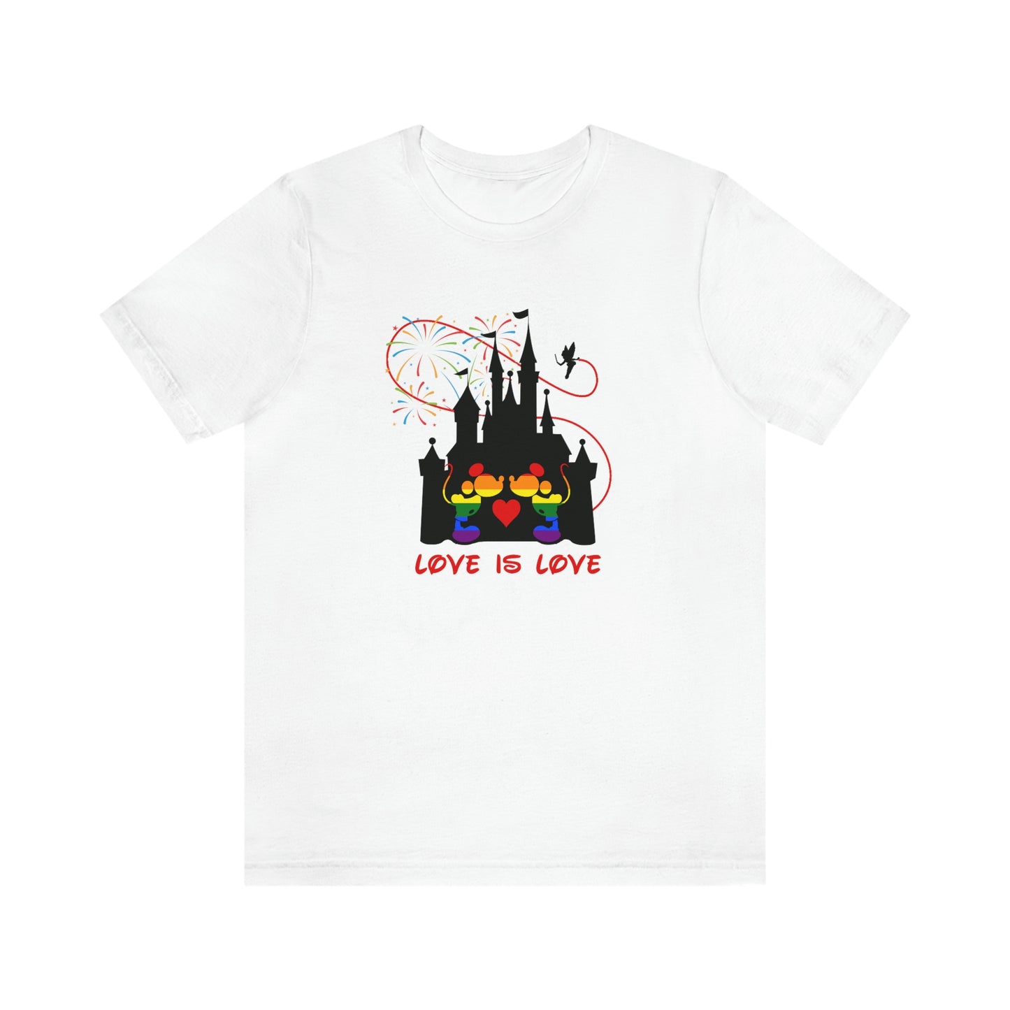 Gay Mice Kissing in Castle Love is Love Adult Unisex T-Shirt