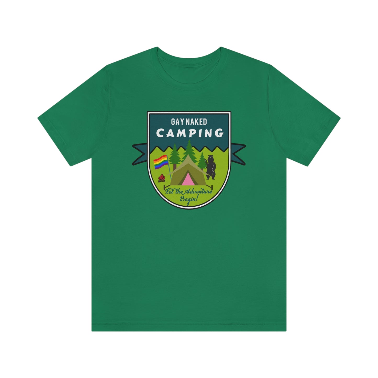 Gay Naked Camping Badge Adult Unisex T-Shirt