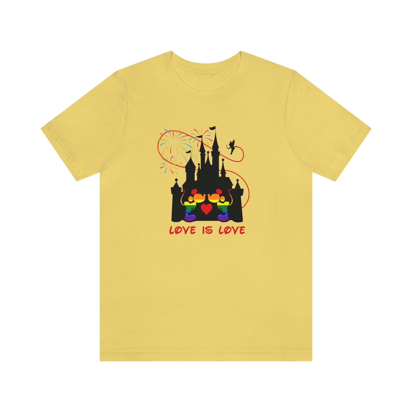 Gay Mice Kissing in Castle Love is Love Adult Unisex T-Shirt