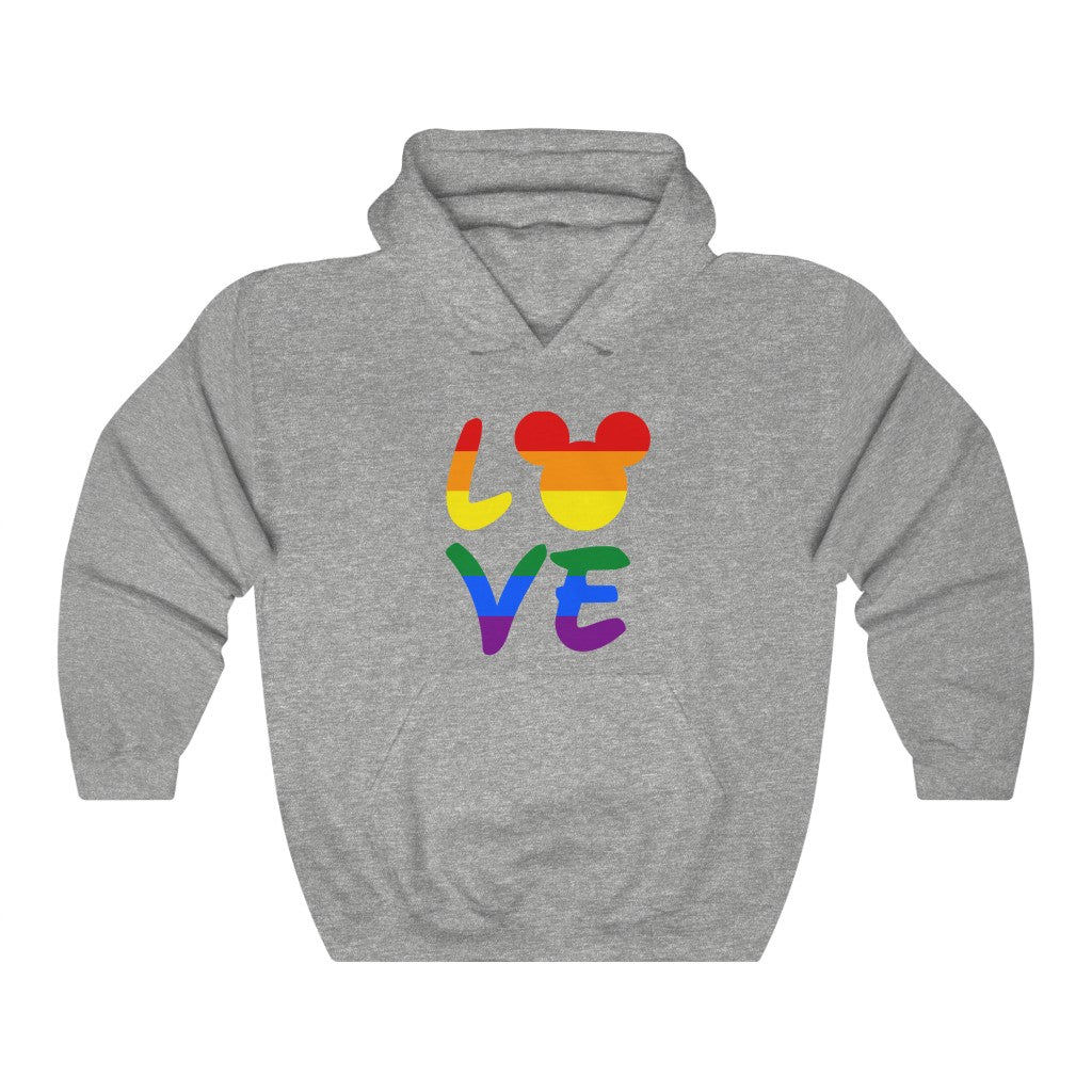 LGBTQ Mouse LOVE Rainbow Pride Flag Unisex Heavy Blend™ Hooded Sweatshirt Hoodie